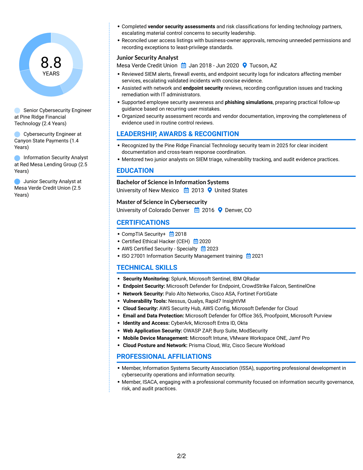 Resume example — page 2