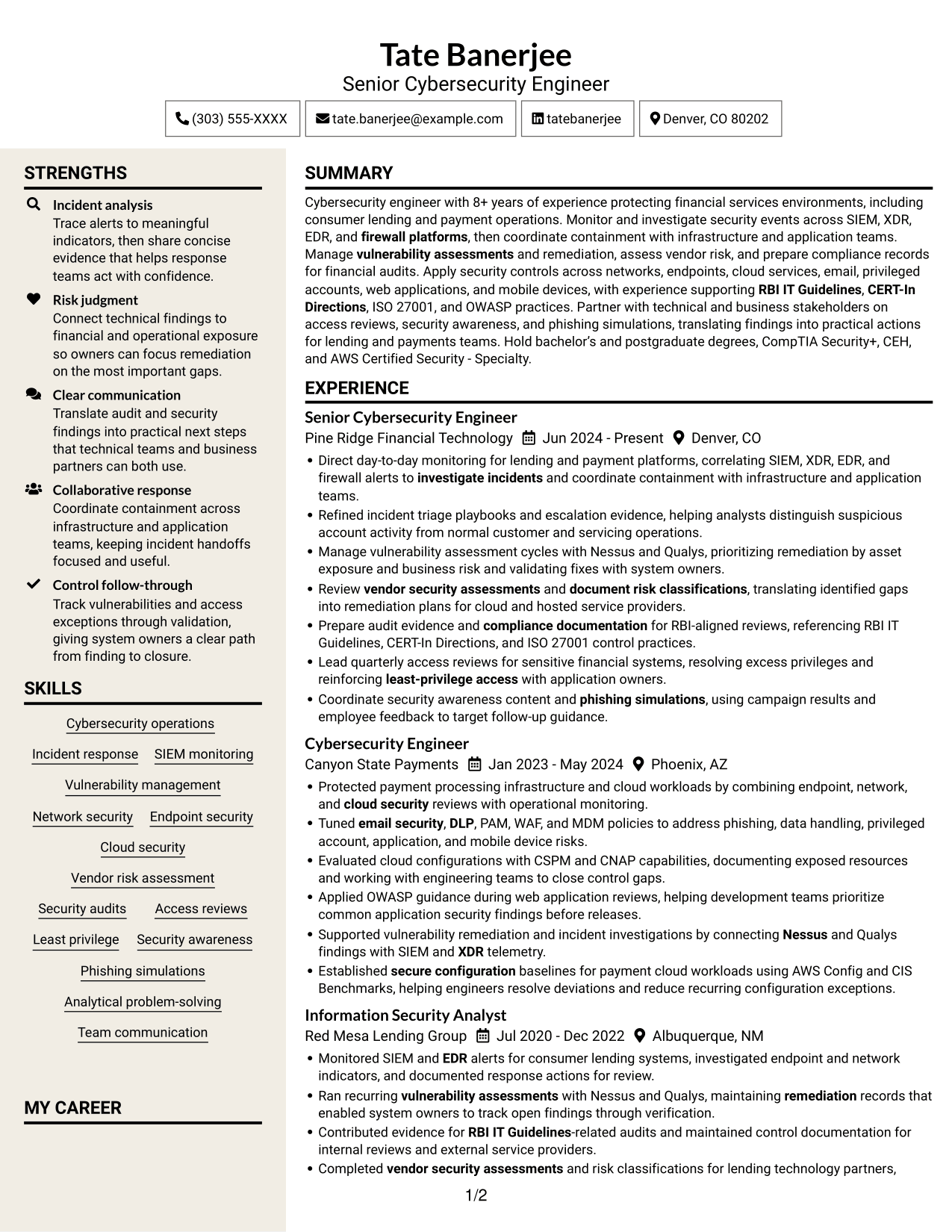 Resume example — page 1