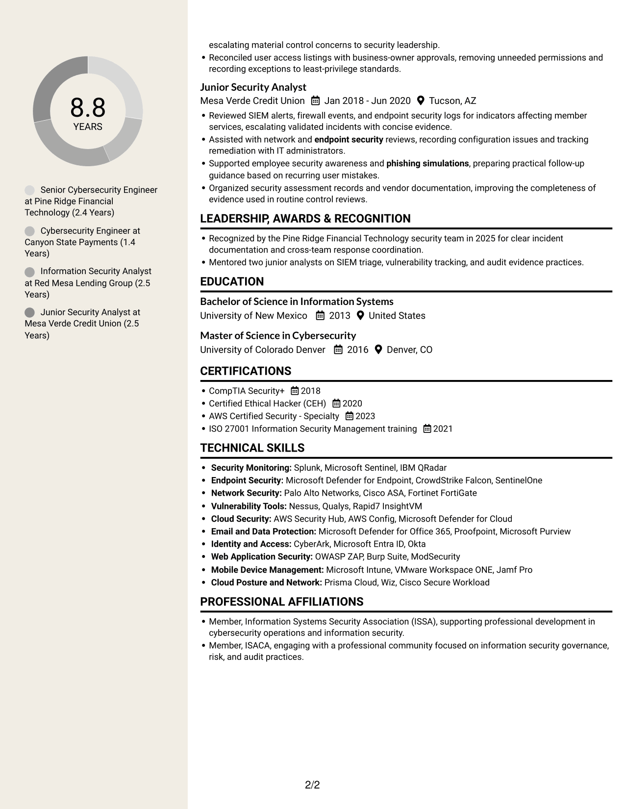 Resume example — page 2