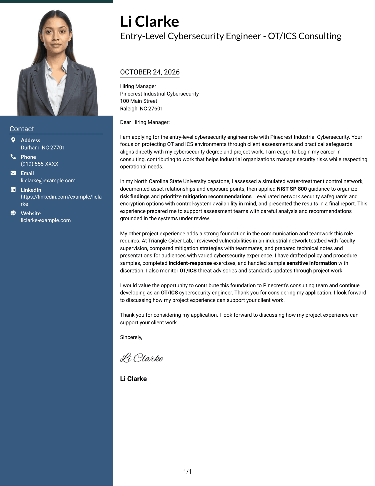 Cover letter example — page 1
