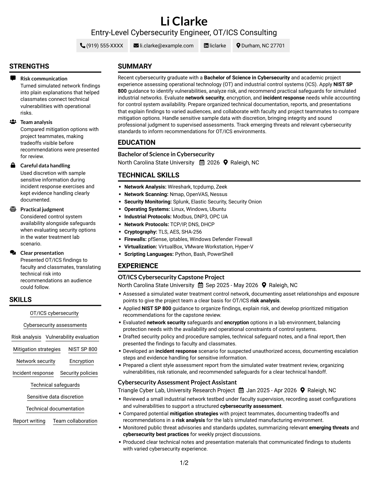 Resume example — page 1
