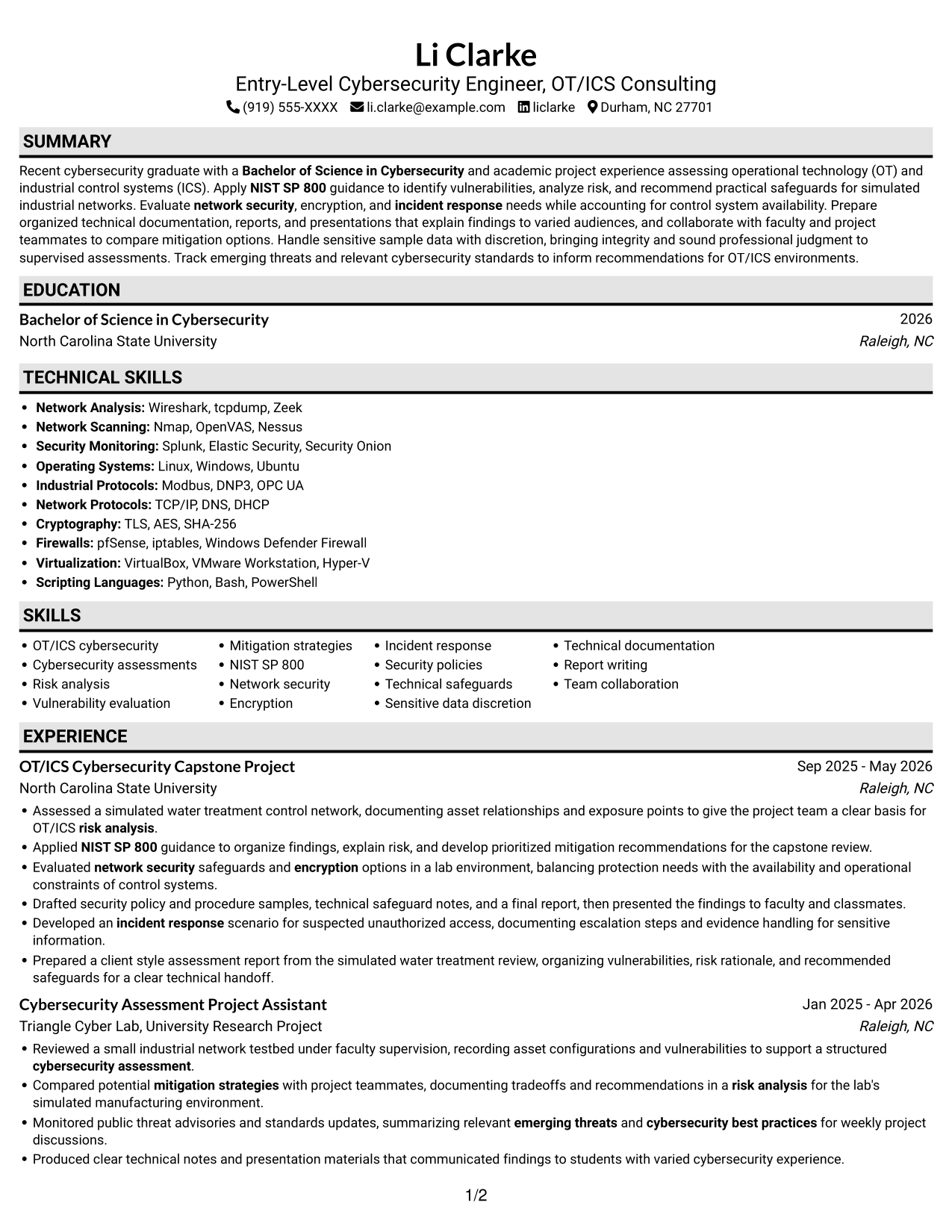 Resume example — page 1