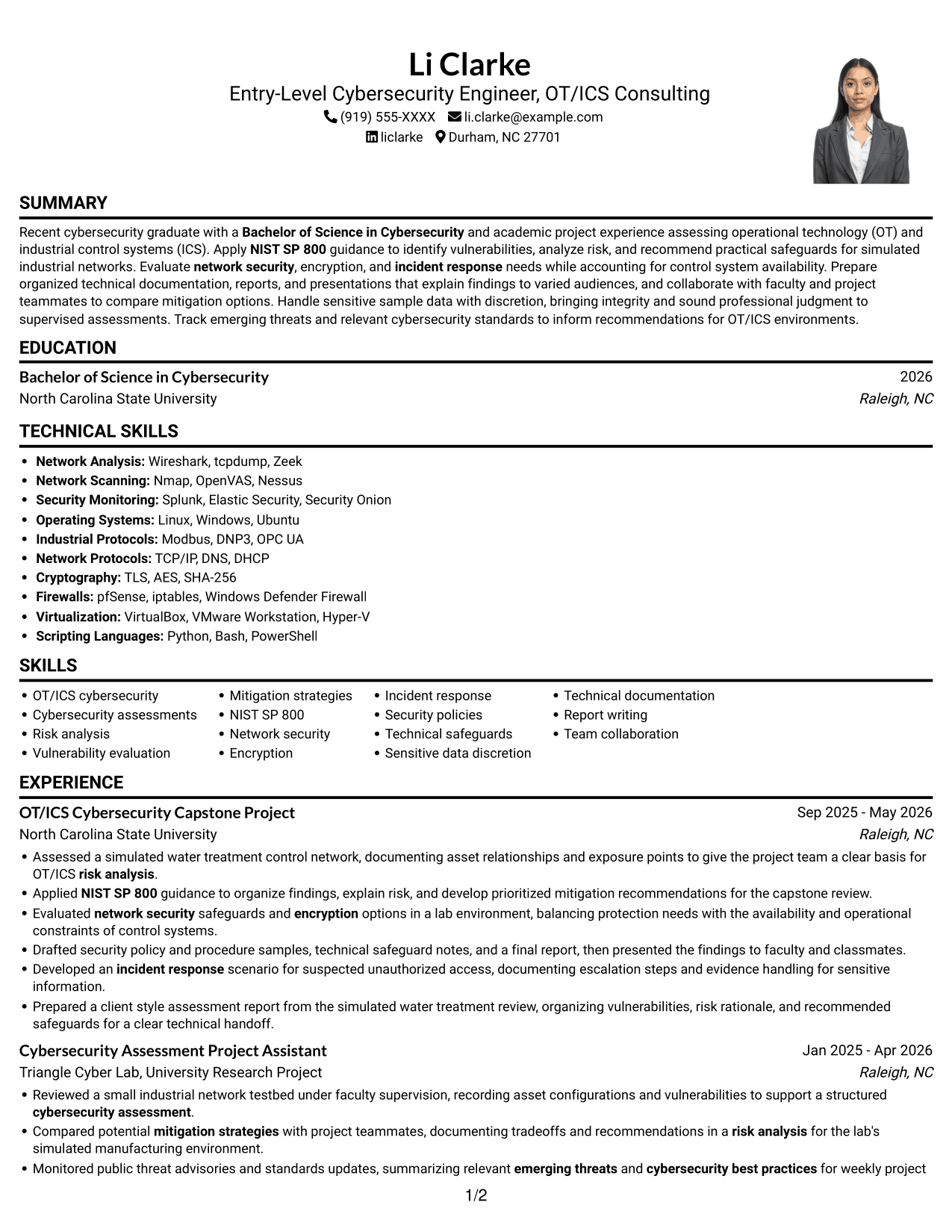 Resume example — page 1