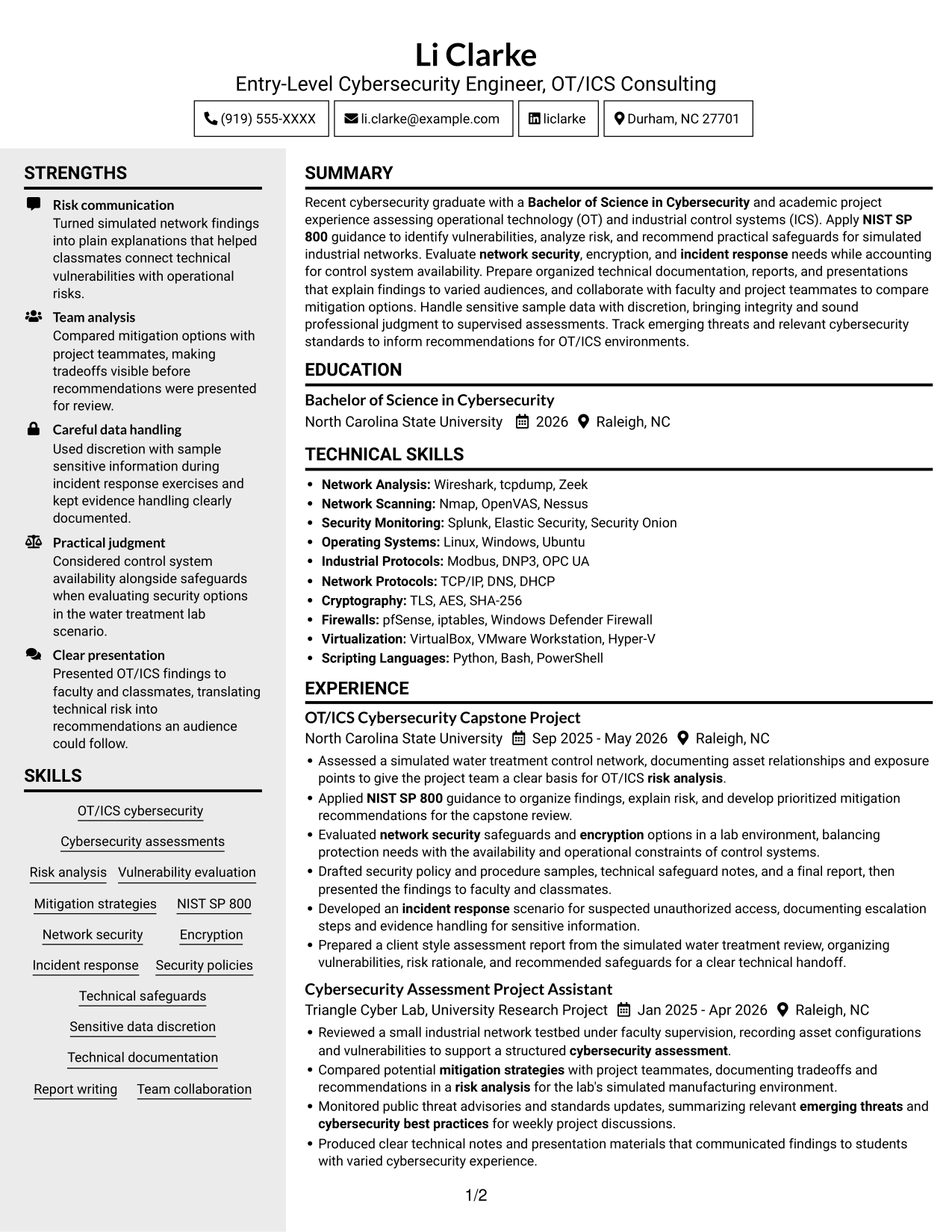 Resume example — page 1