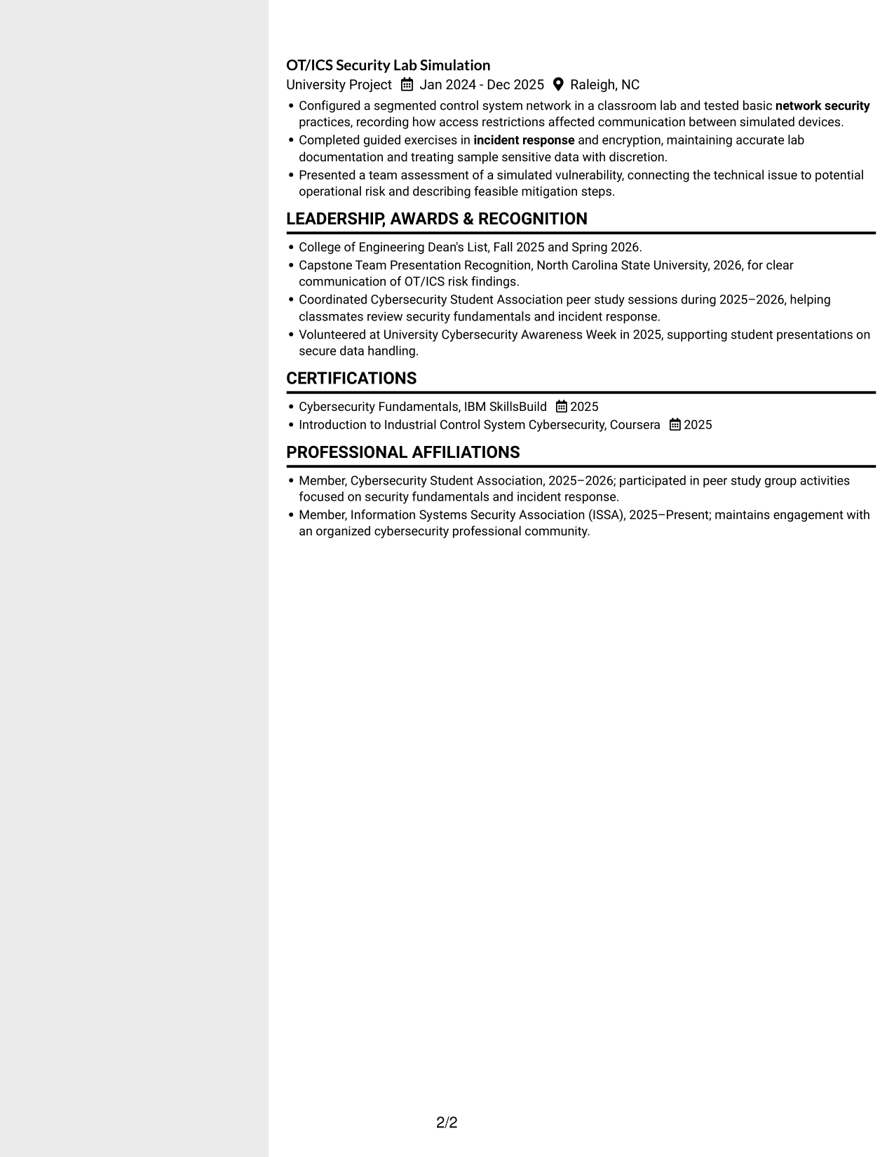 Resume example — page 2