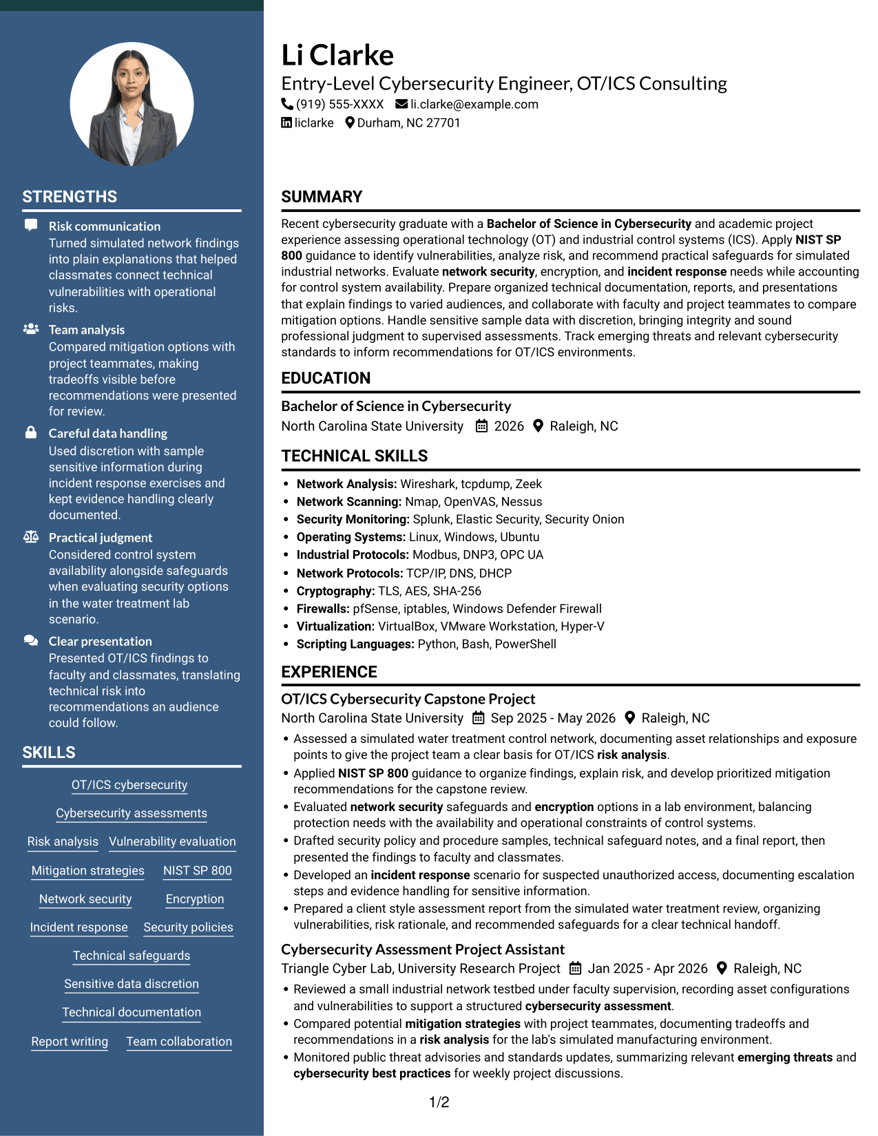 Resume example — page 1