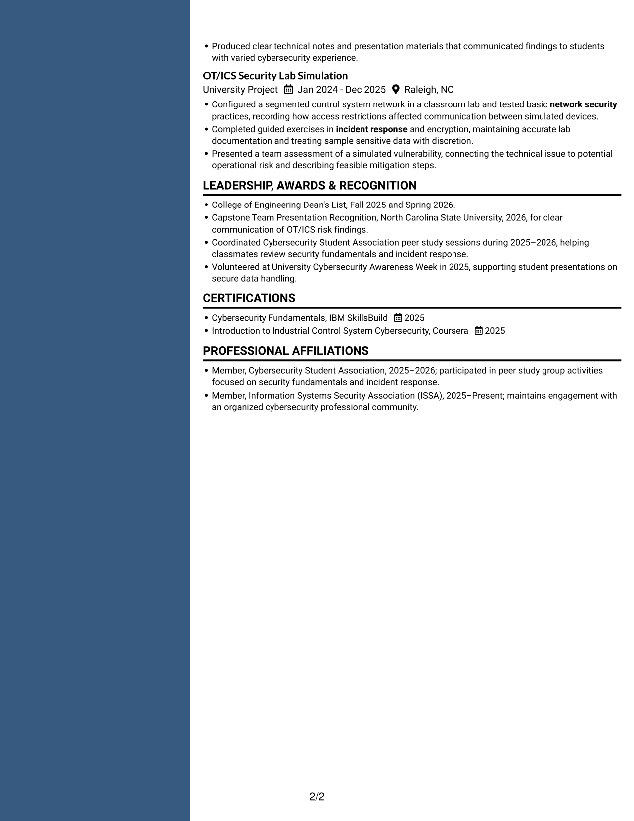 Resume example — page 2