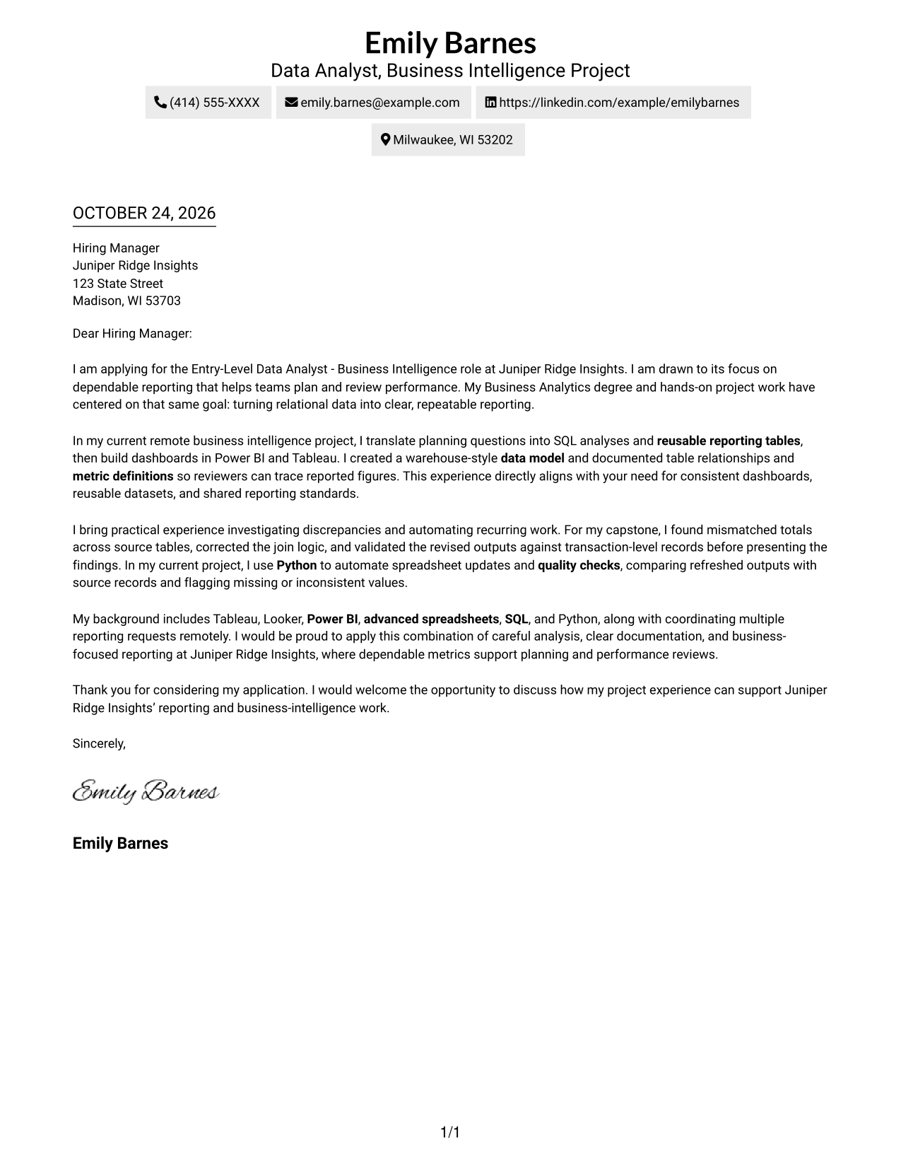 Cover letter example — page 1