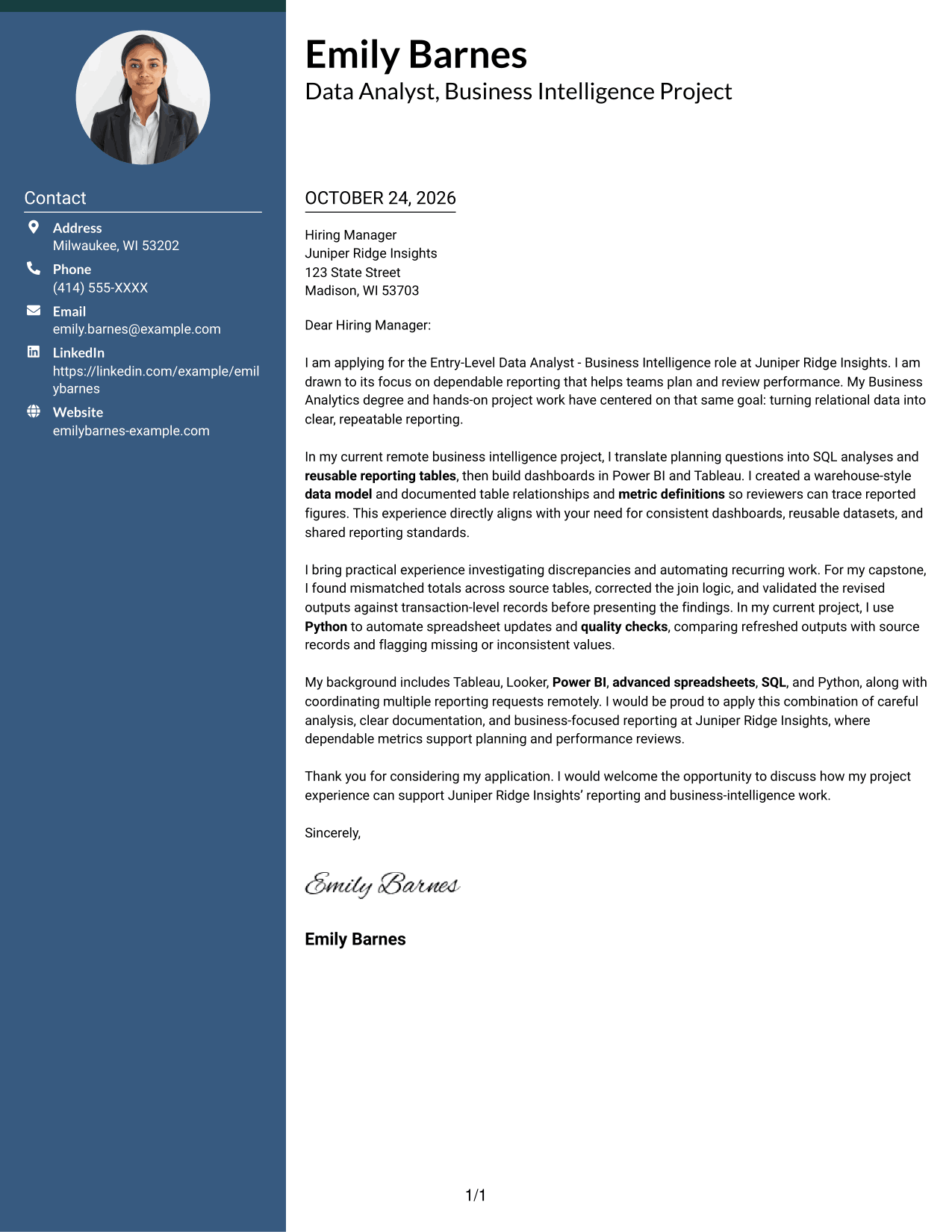Cover letter example — page 1