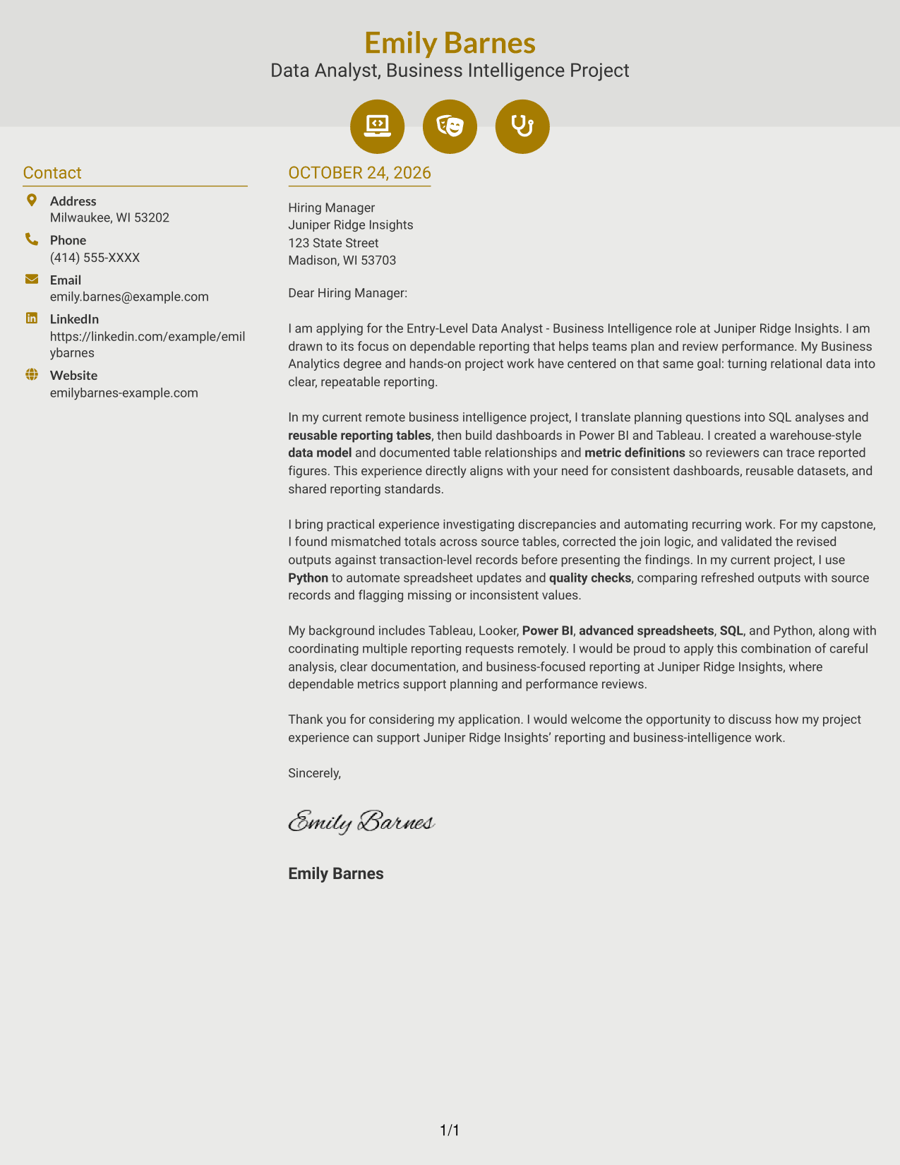 Cover letter example — page 1