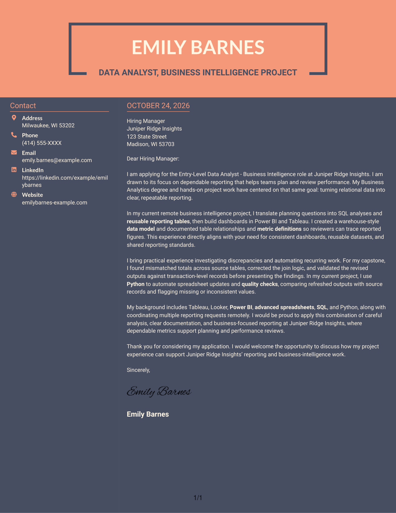 Cover letter example — page 1