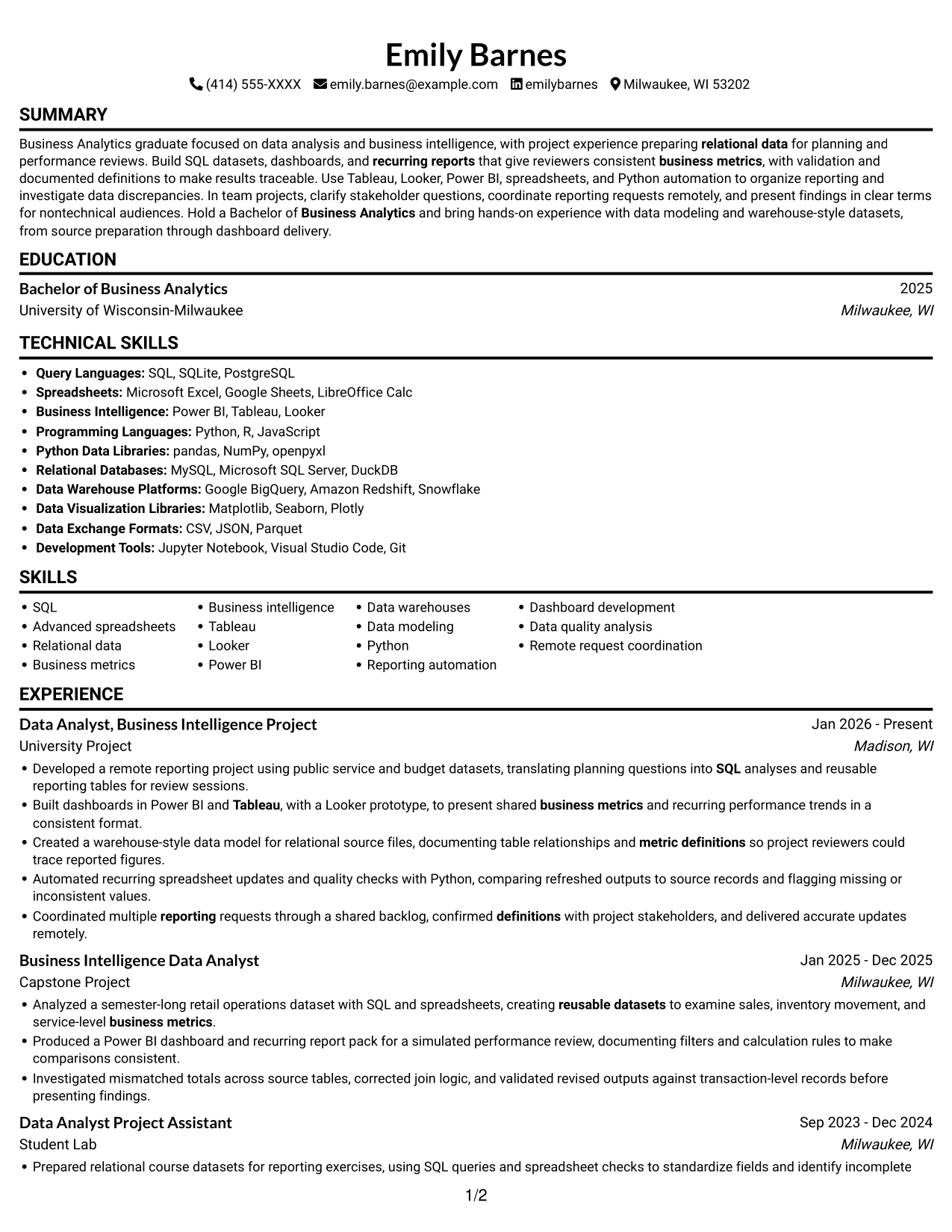 Resume example — page 1