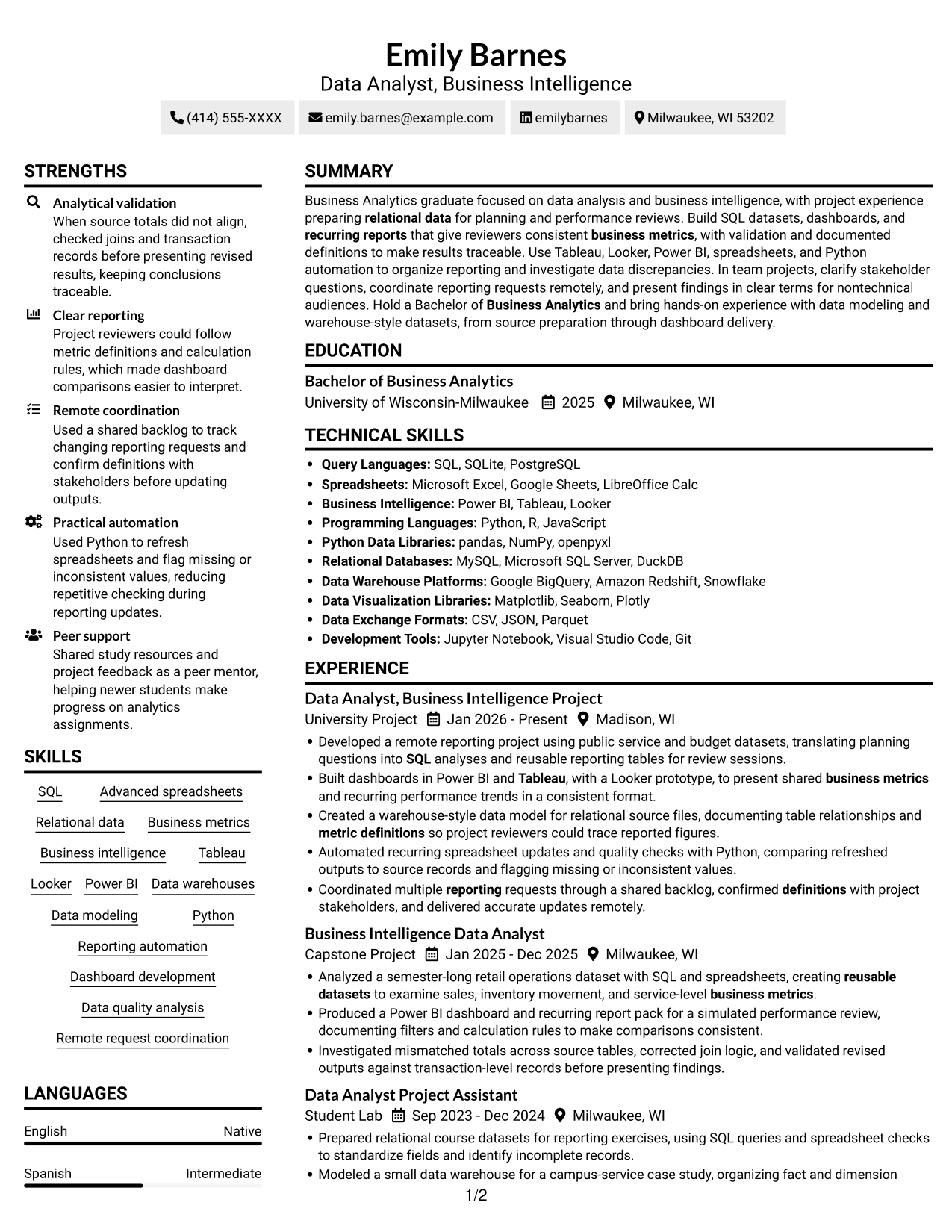 Resume example — page 1