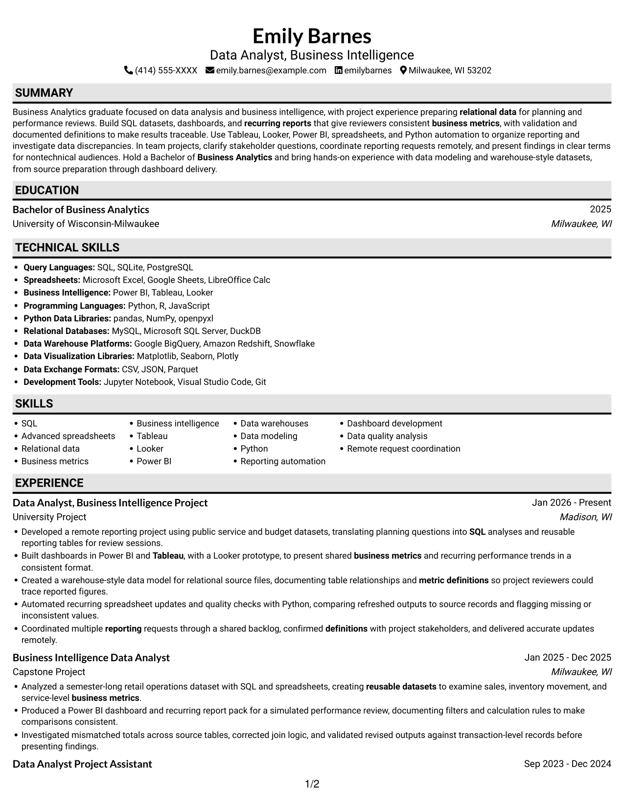Resume example — page 1