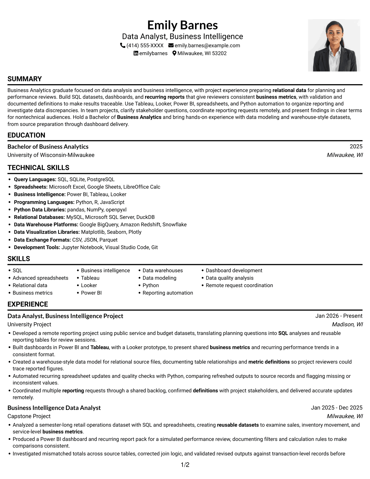 Resume example — page 1
