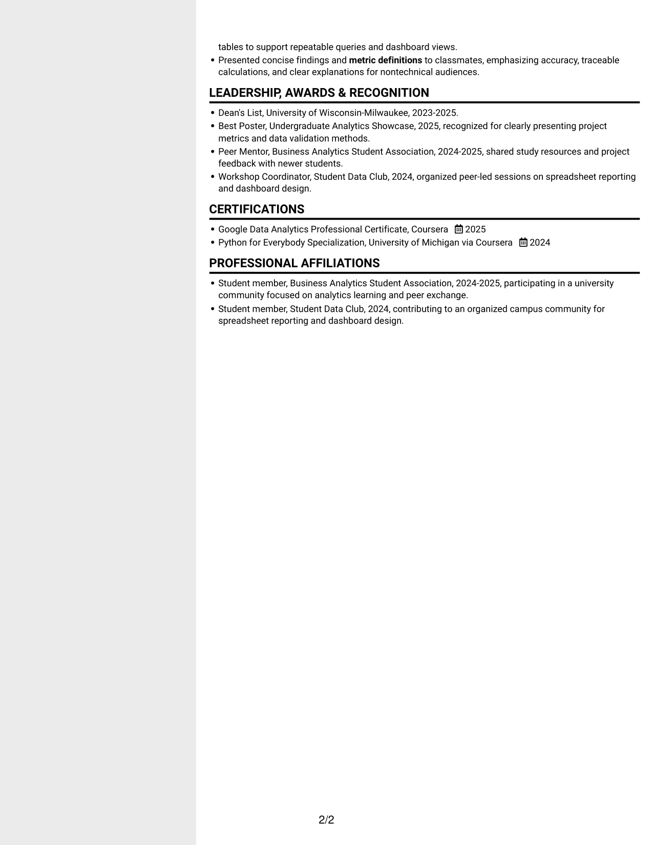 Resume example — page 2