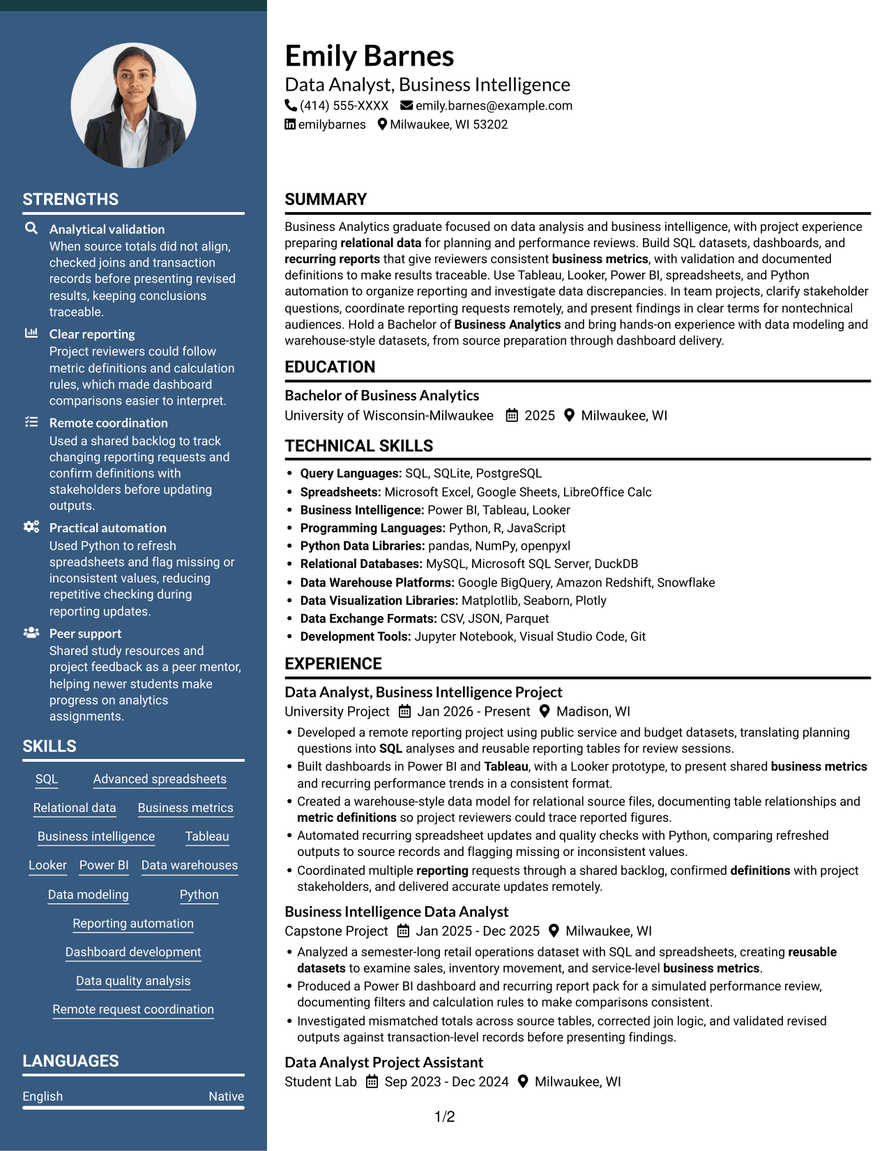 Resume example — page 1