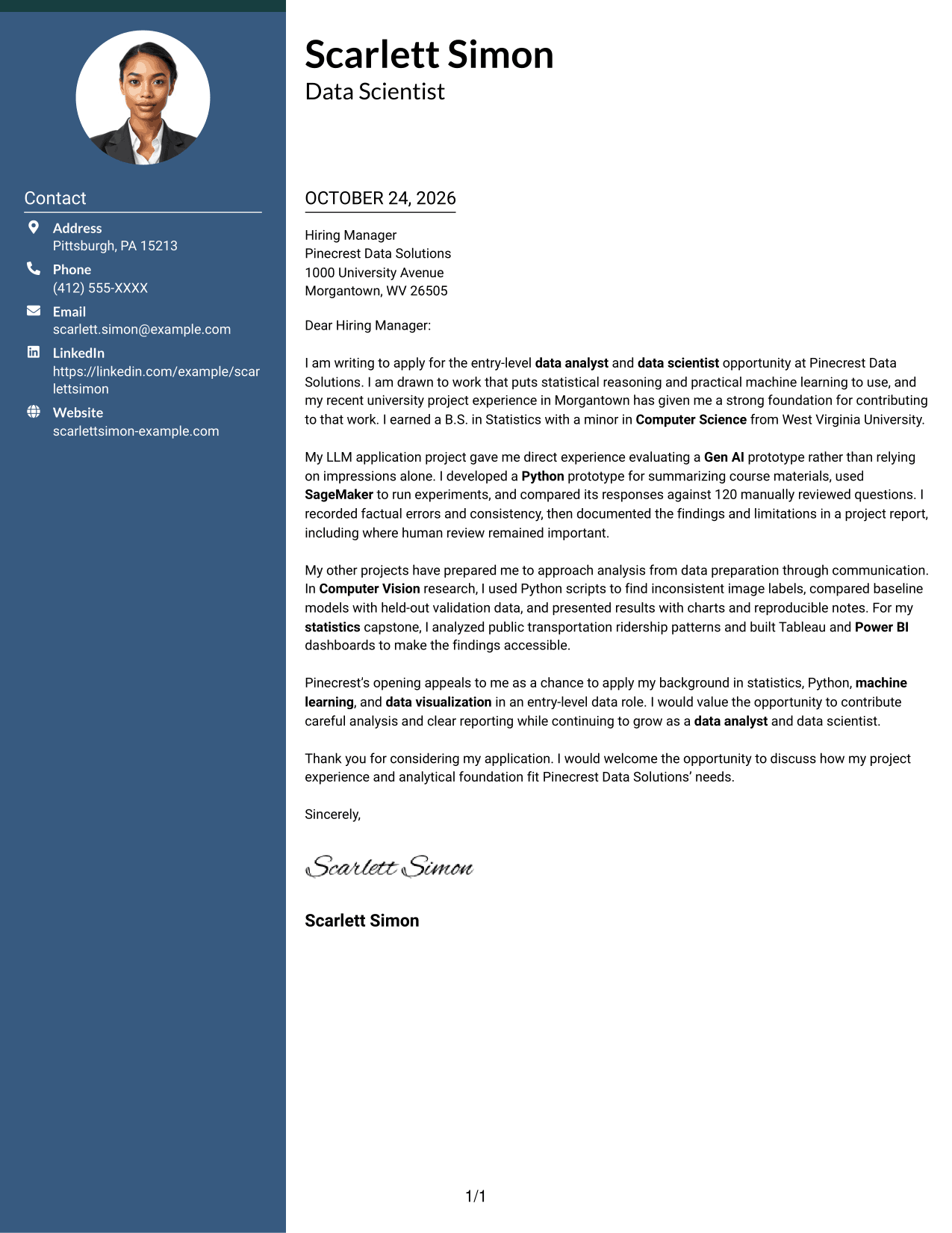 Cover letter example — page 1