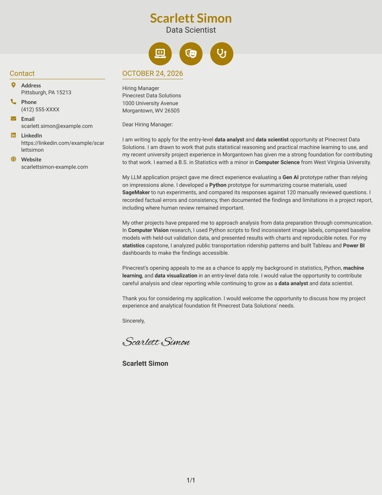 Cover letter example — page 1