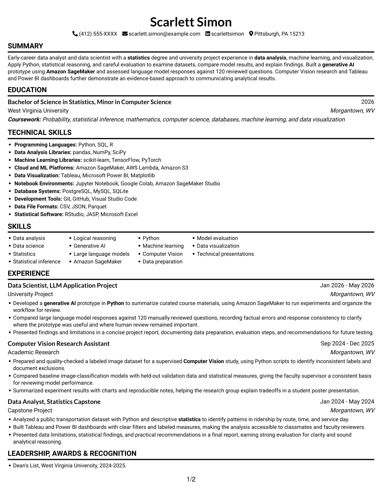 Resume example — page 1