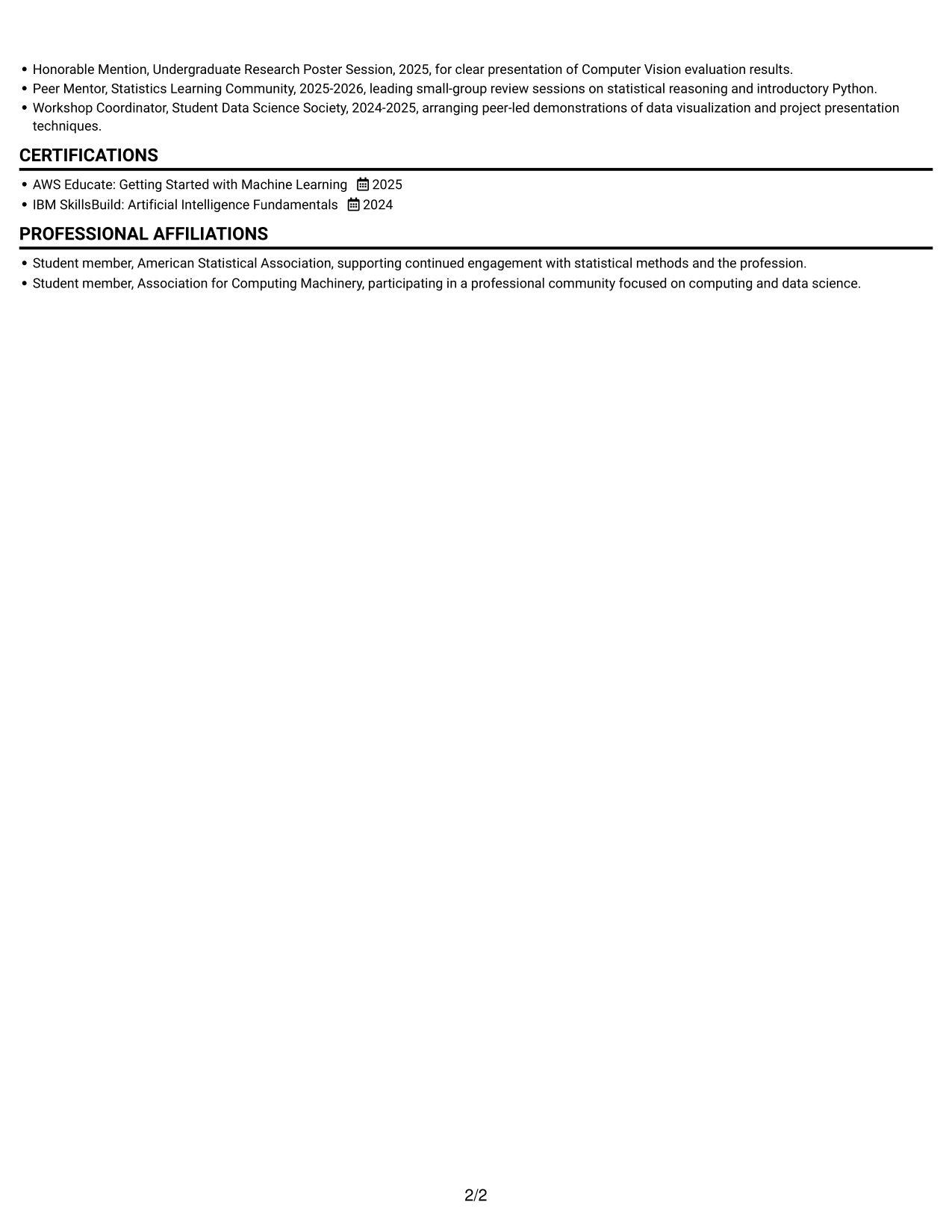 Resume example — page 2