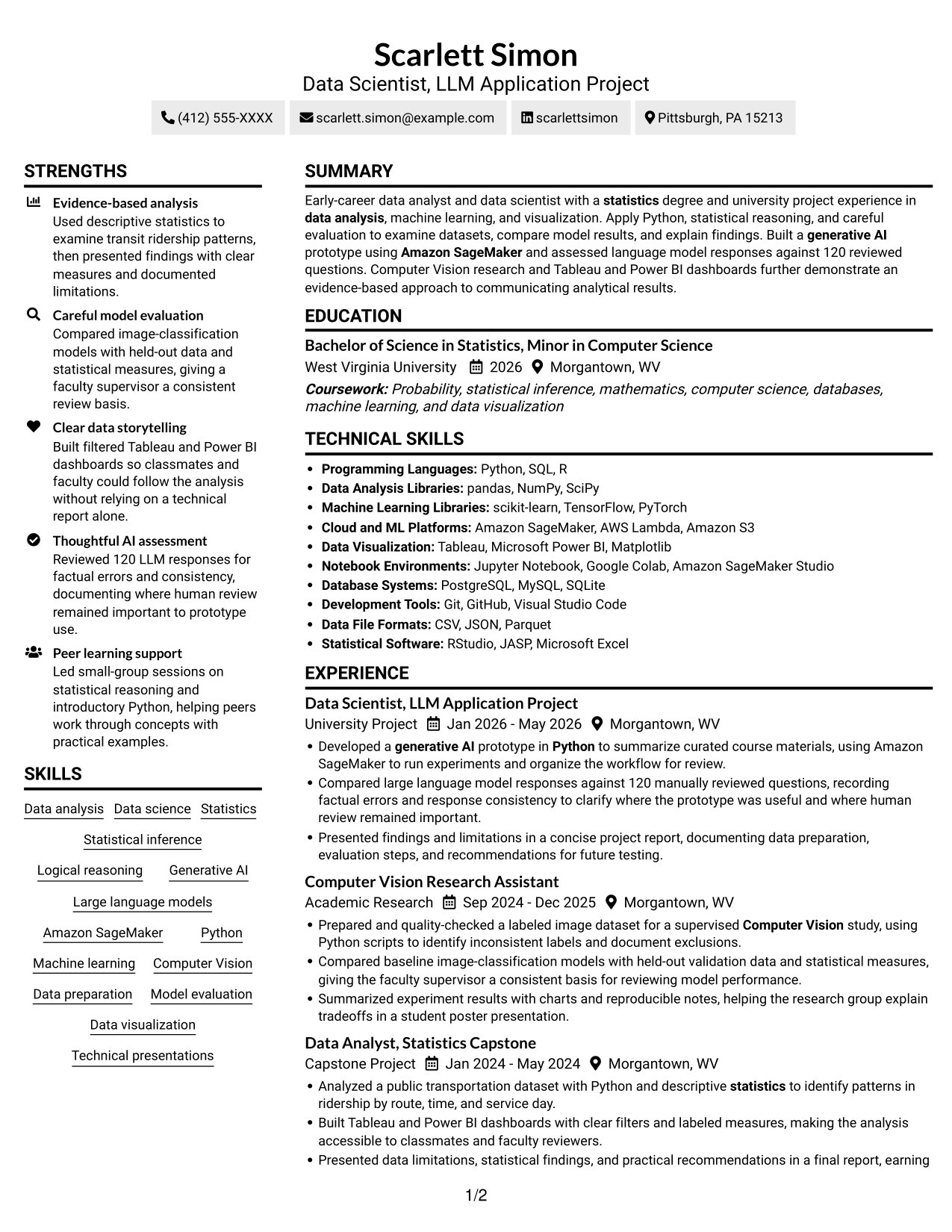 Resume example — page 1