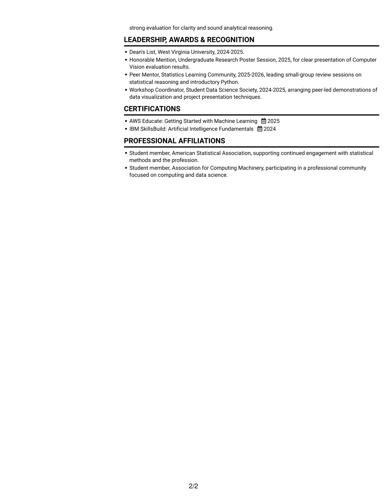 Resume example — page 2