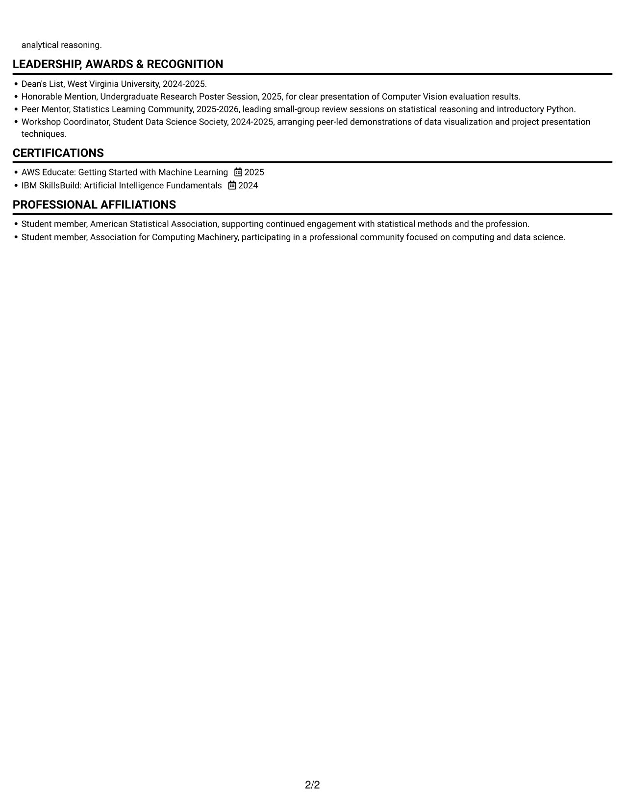 Resume example — page 2