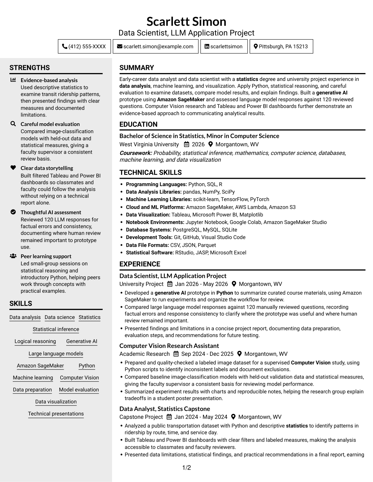 Resume example — page 1