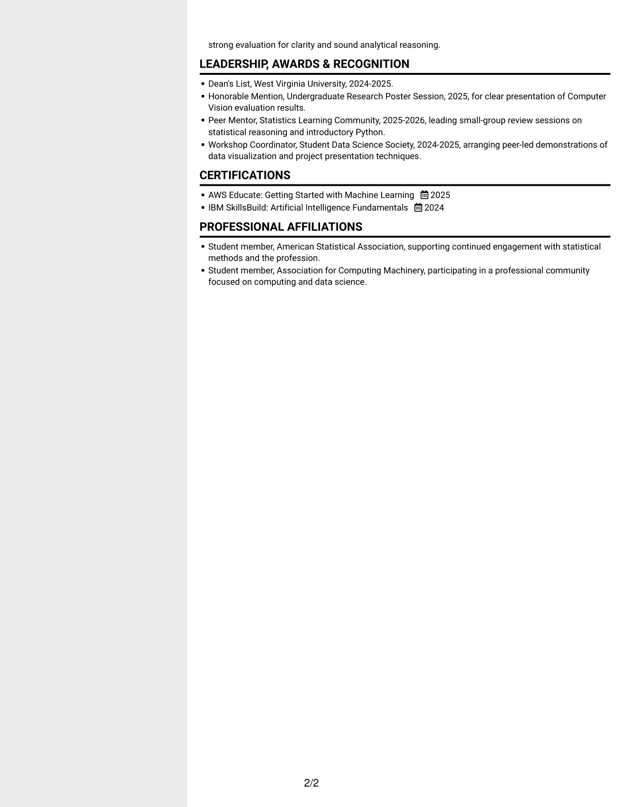 Resume example — page 2