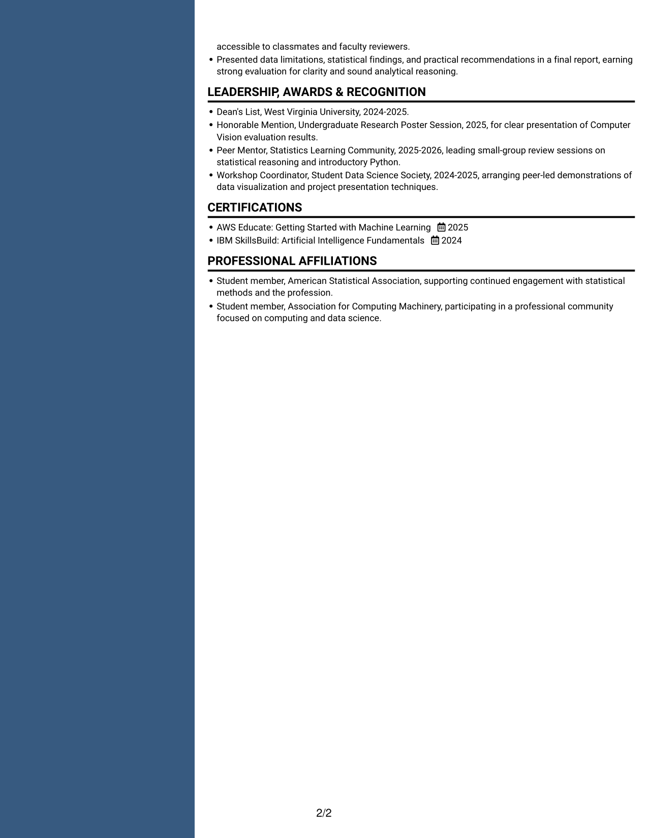 Resume example — page 2