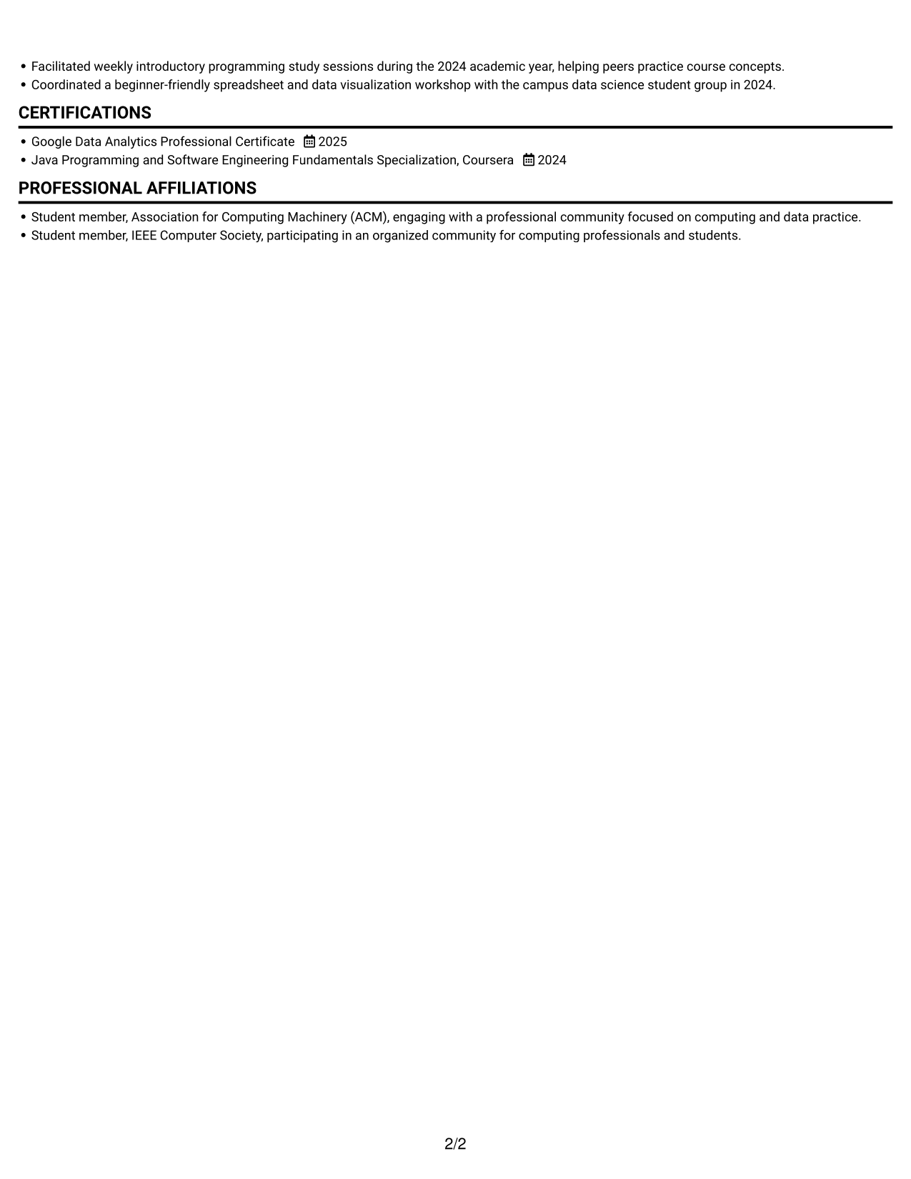Resume example — page 2
