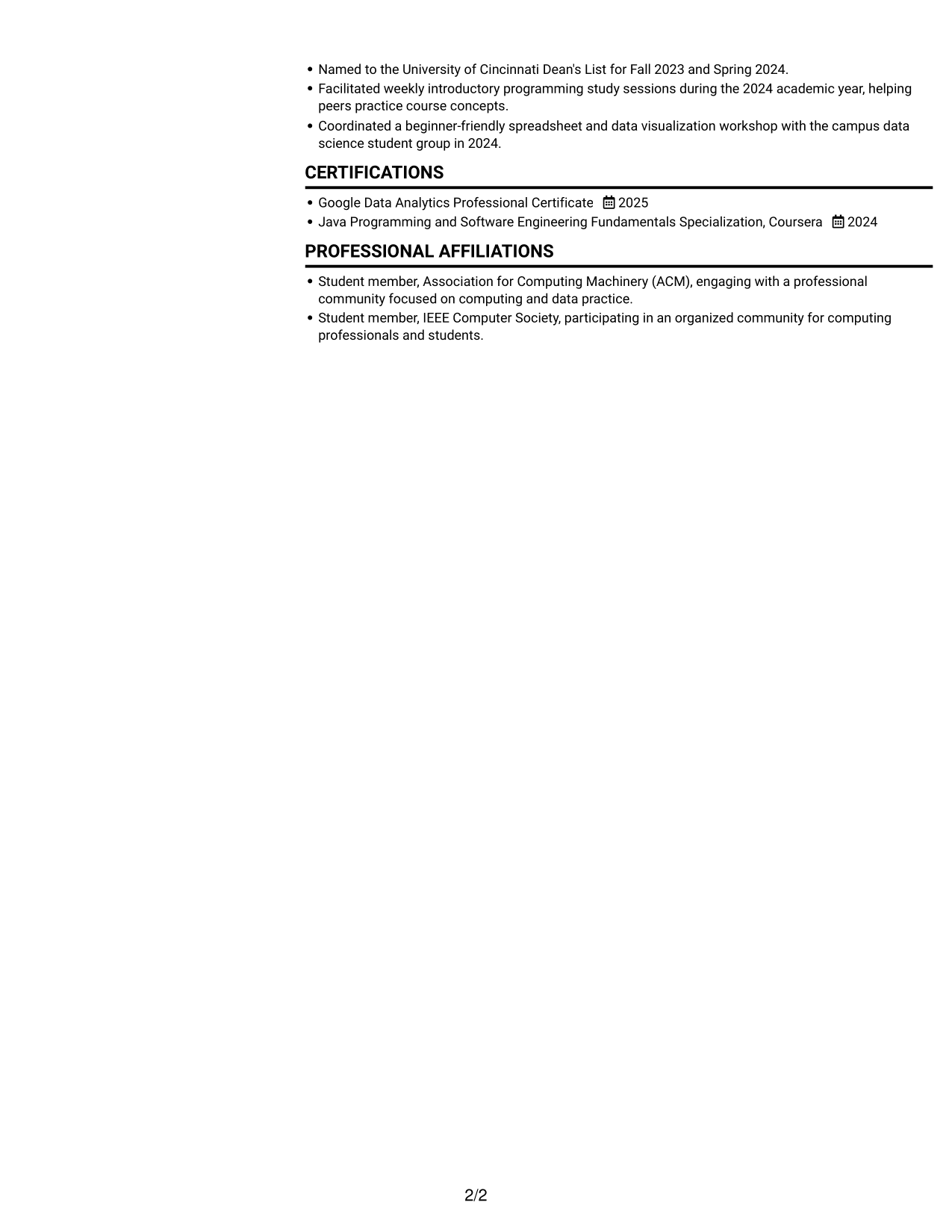 Resume example — page 2