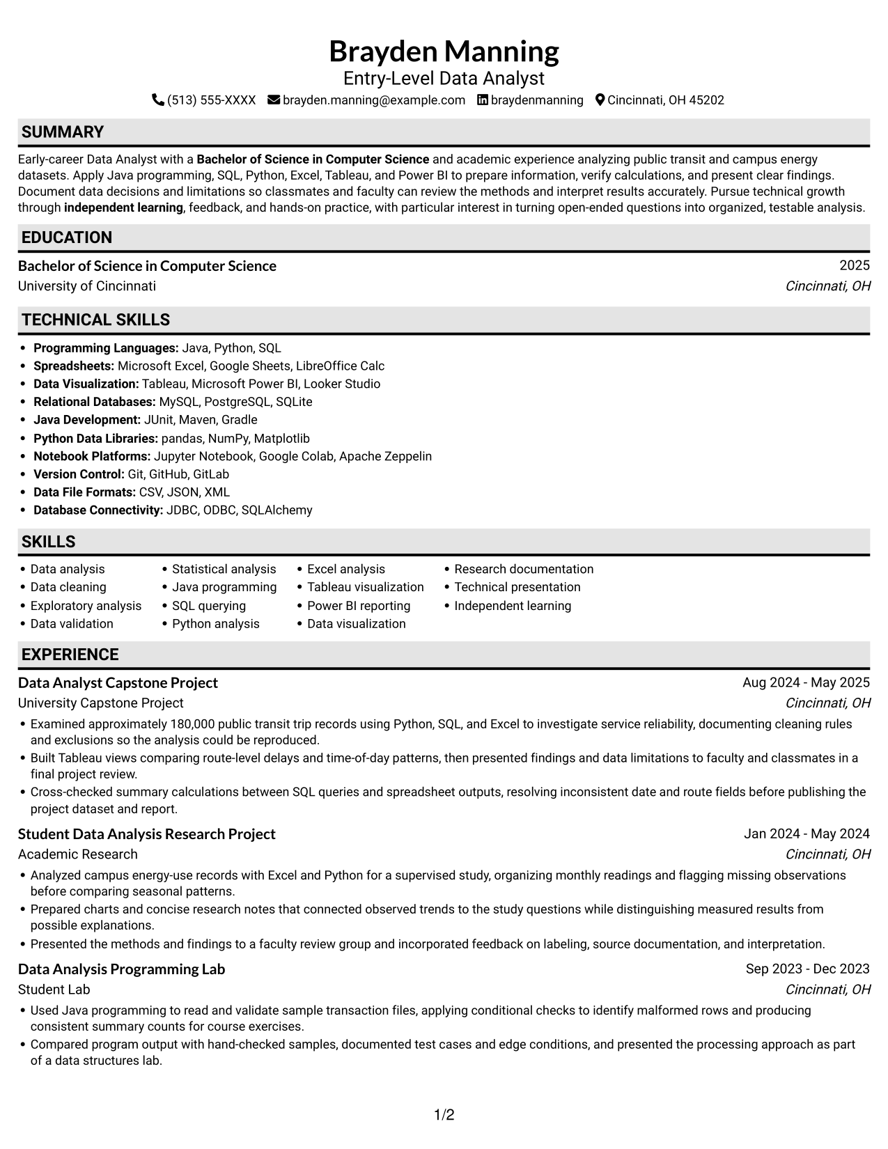 Resume example — page 1