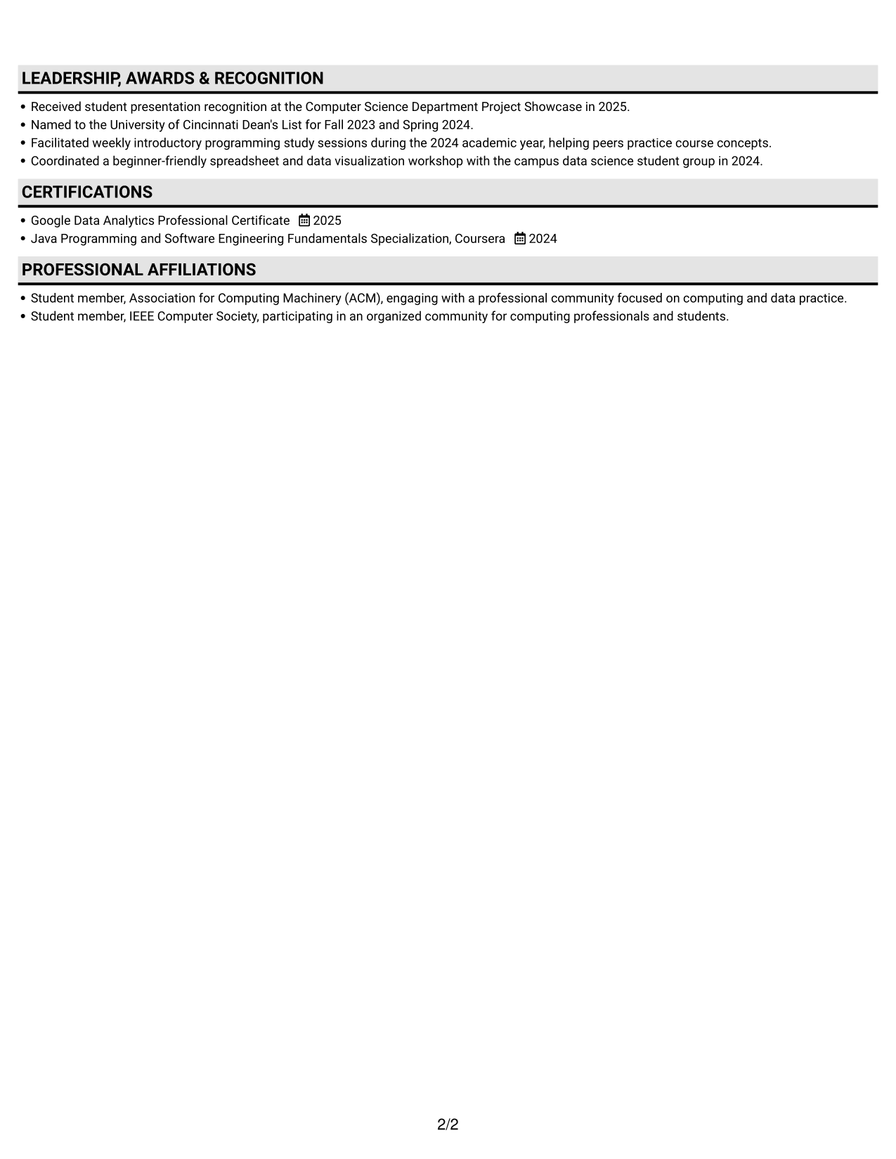 Resume example — page 2