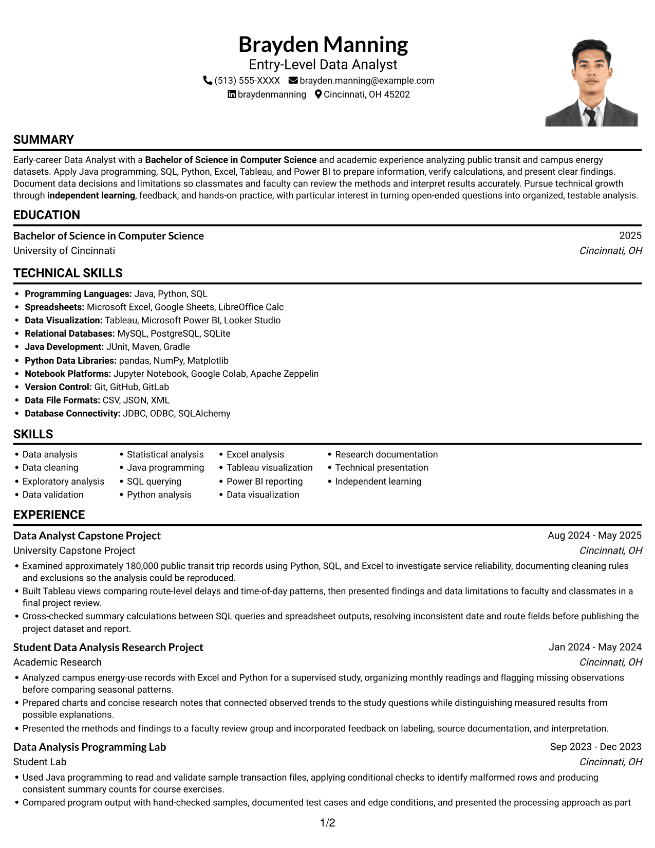 Resume example — page 1