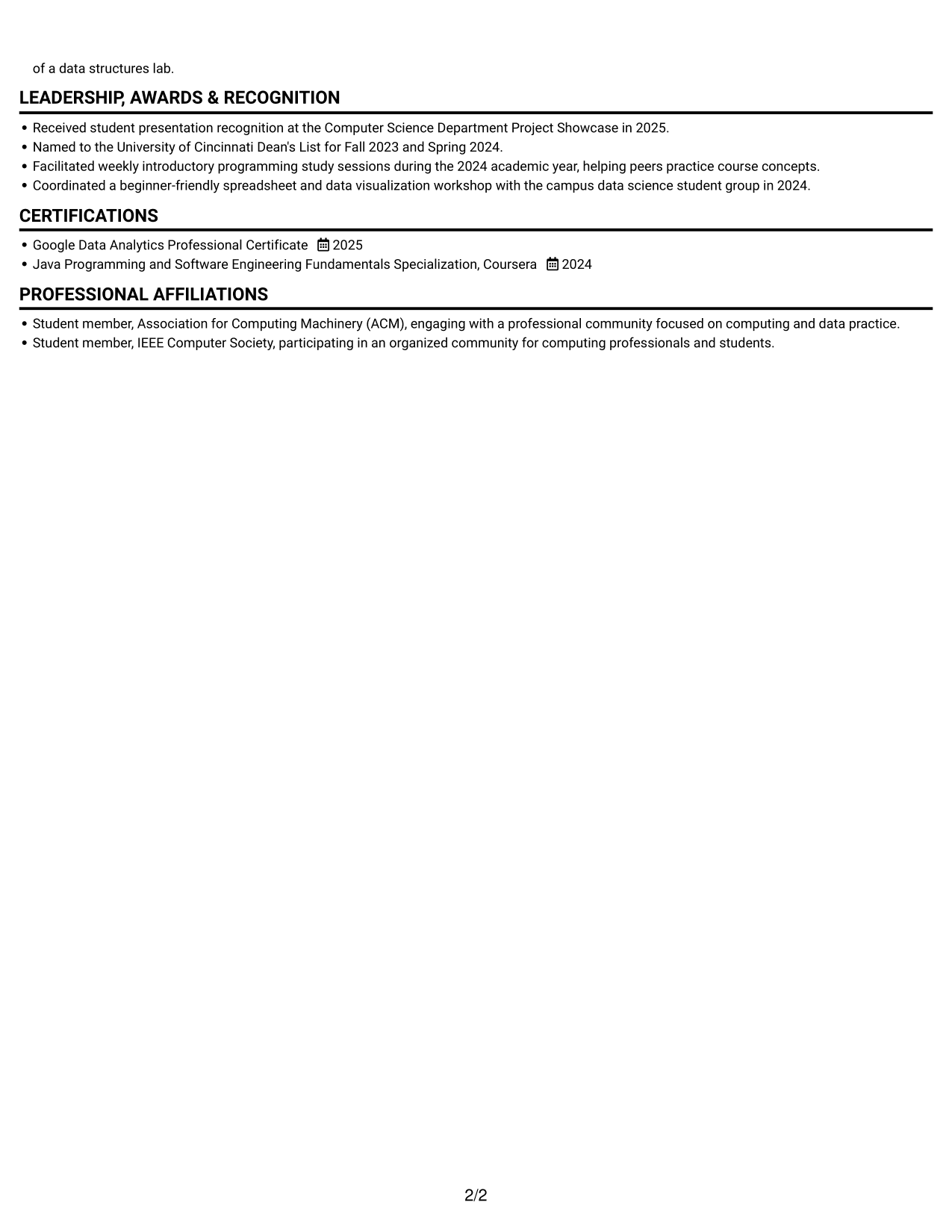 Resume example — page 2