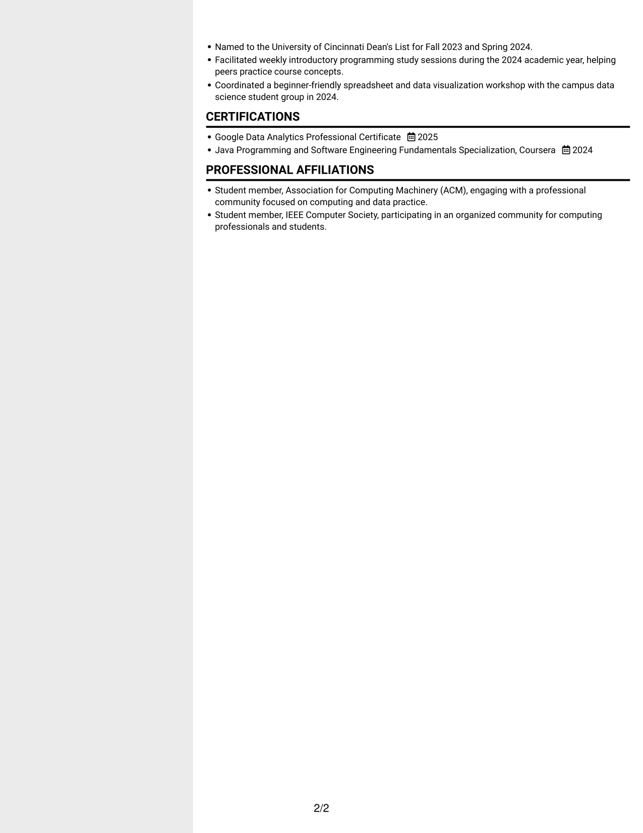 Resume example — page 2