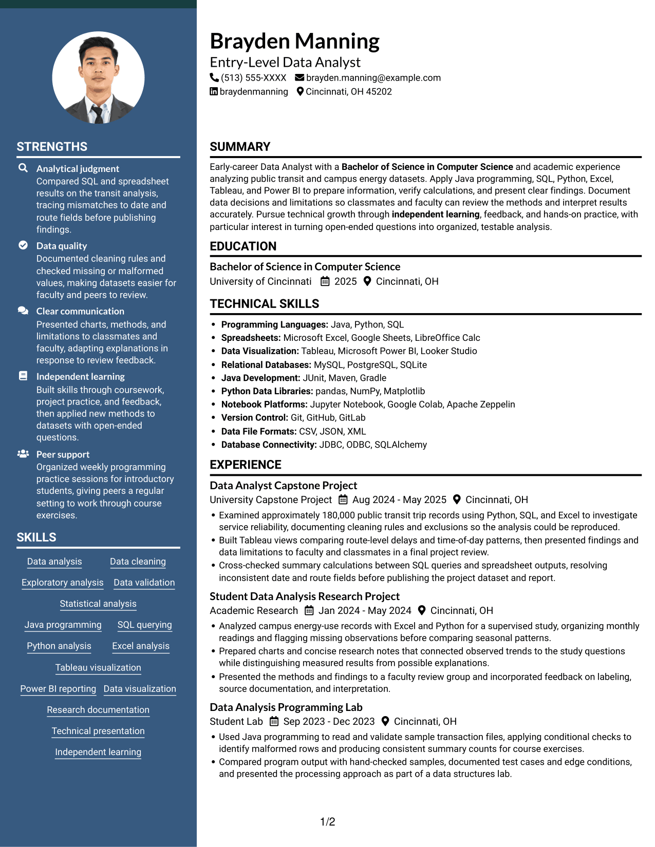 Resume example — page 1