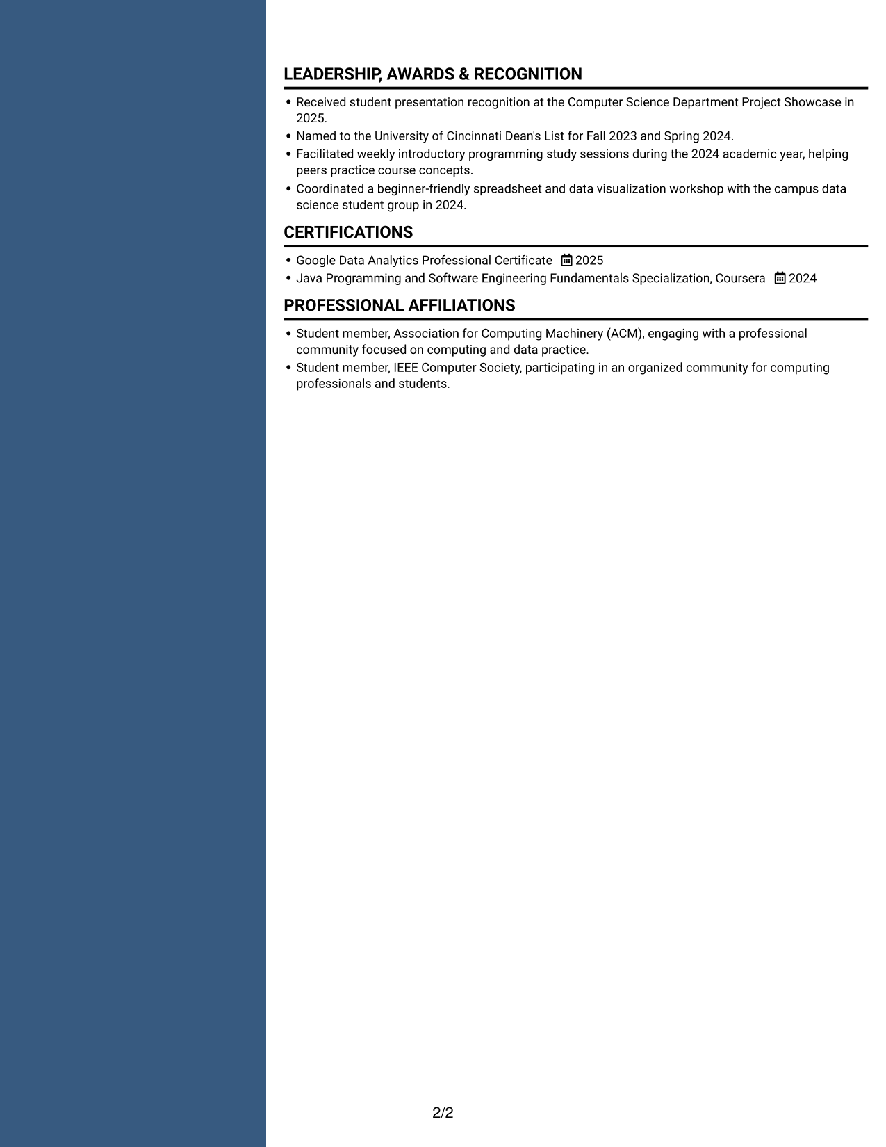 Resume example — page 2