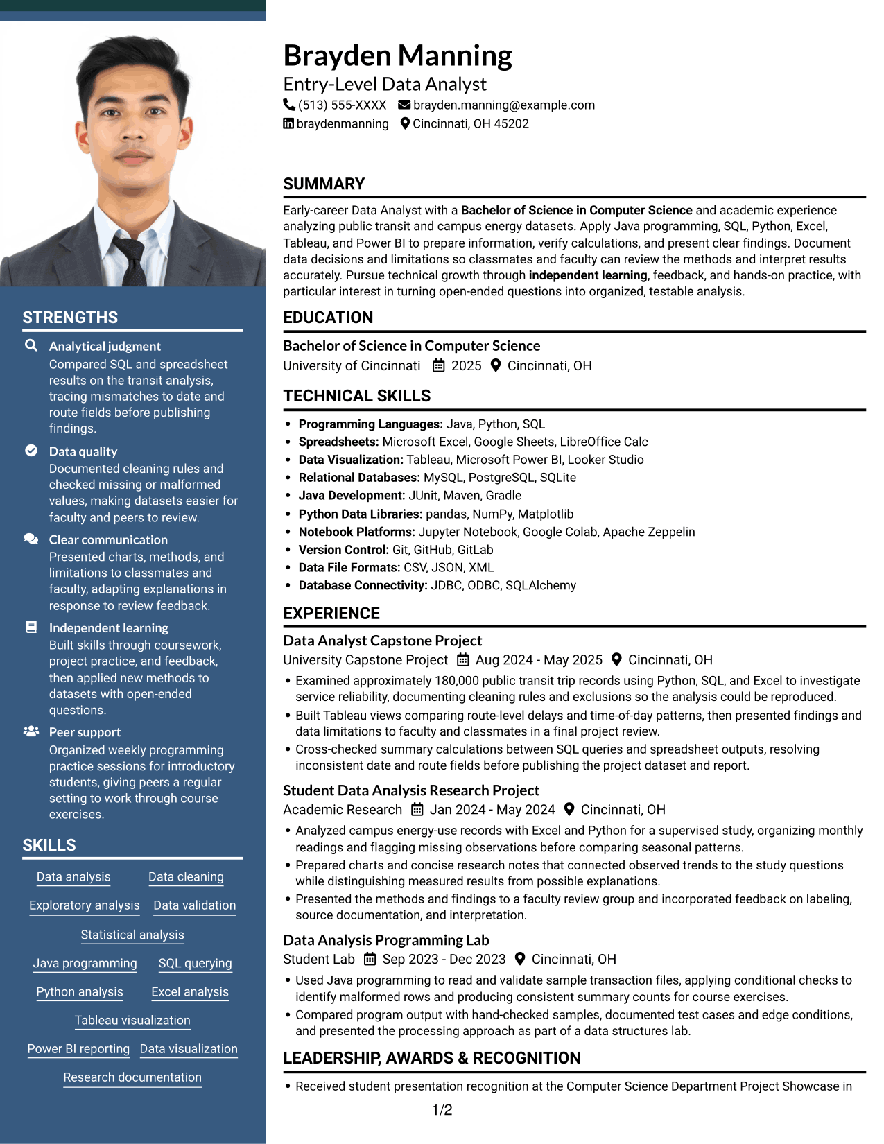 Resume example — page 1