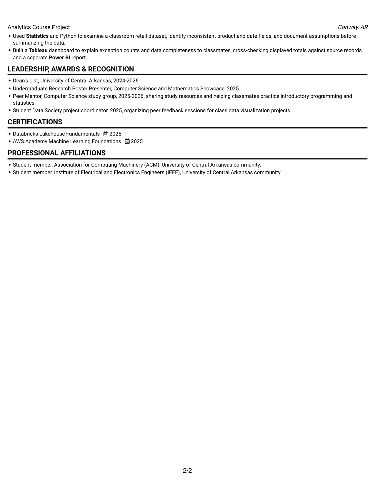 Resume example — page 2