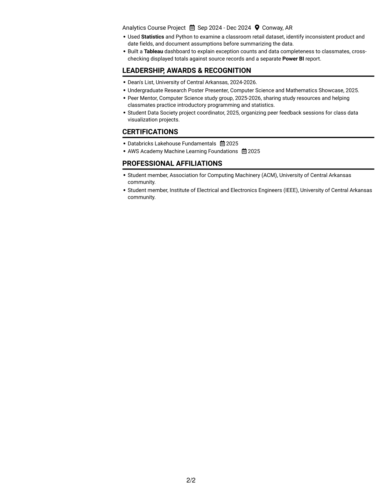 Resume example — page 2