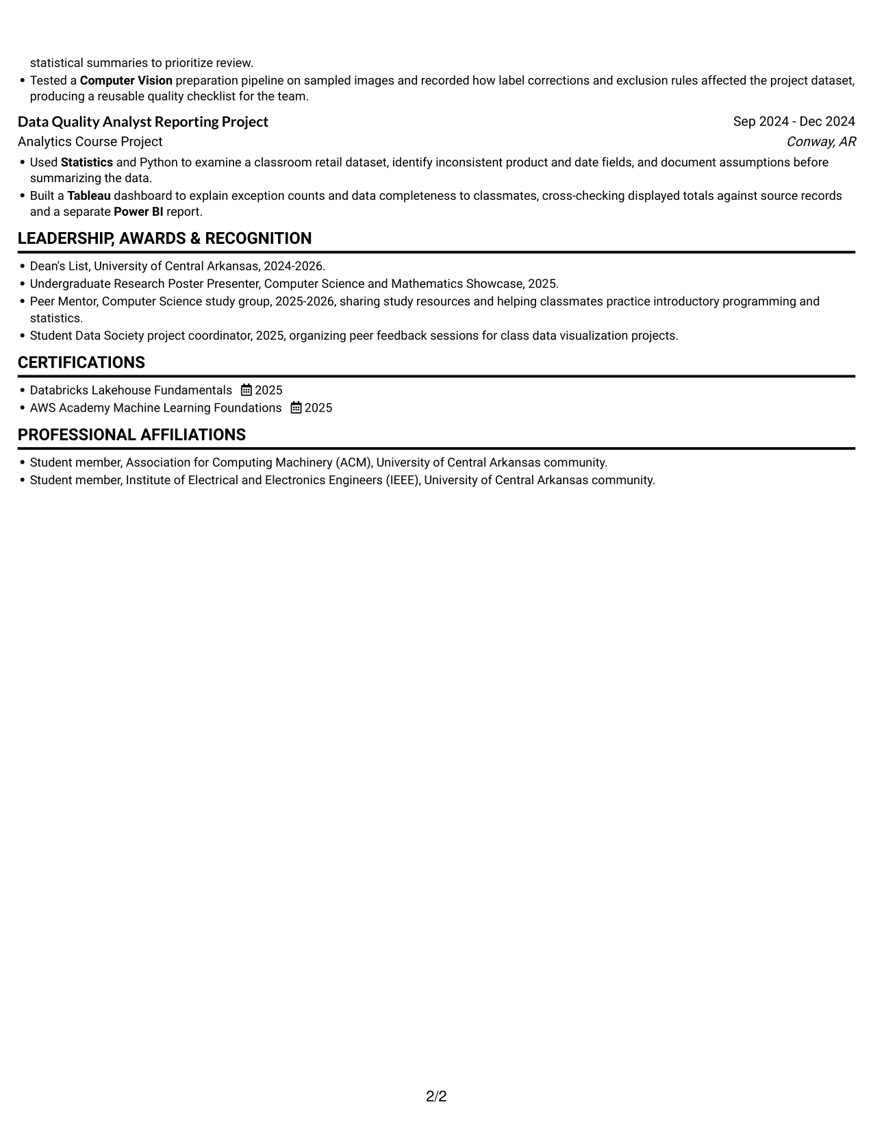 Resume example — page 2