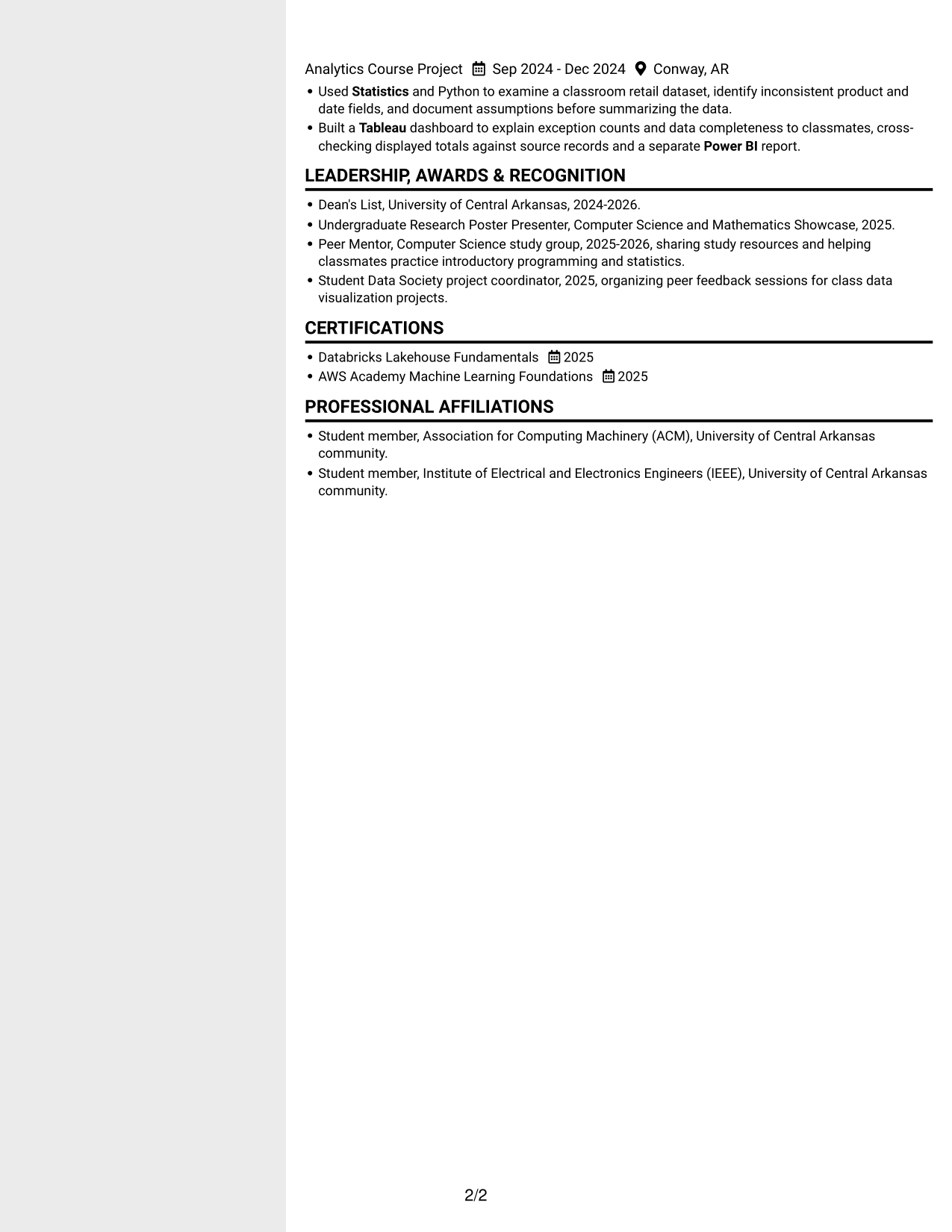 Resume example — page 2