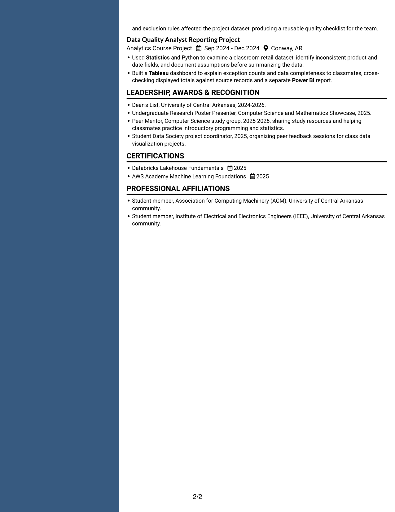 Resume example — page 2
