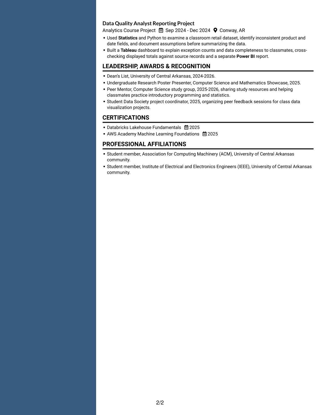 Resume example — page 2