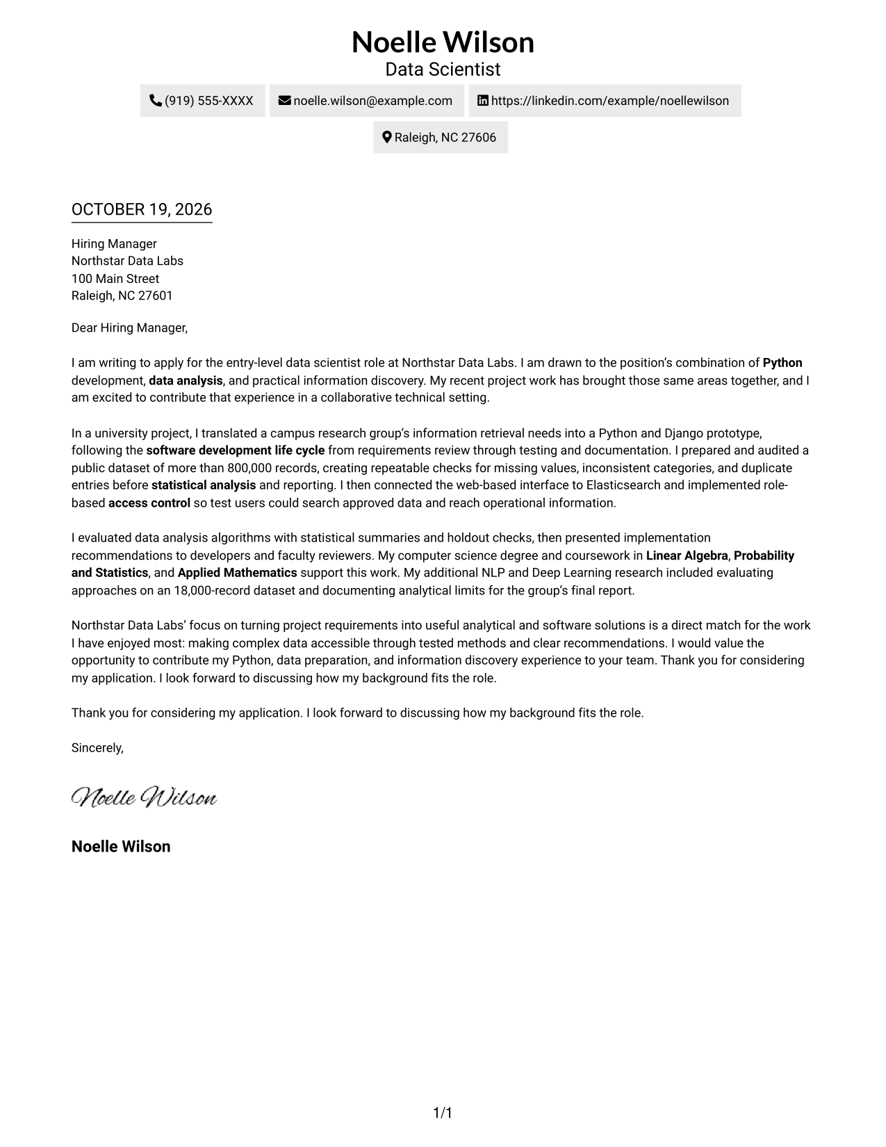 Cover letter example — page 1