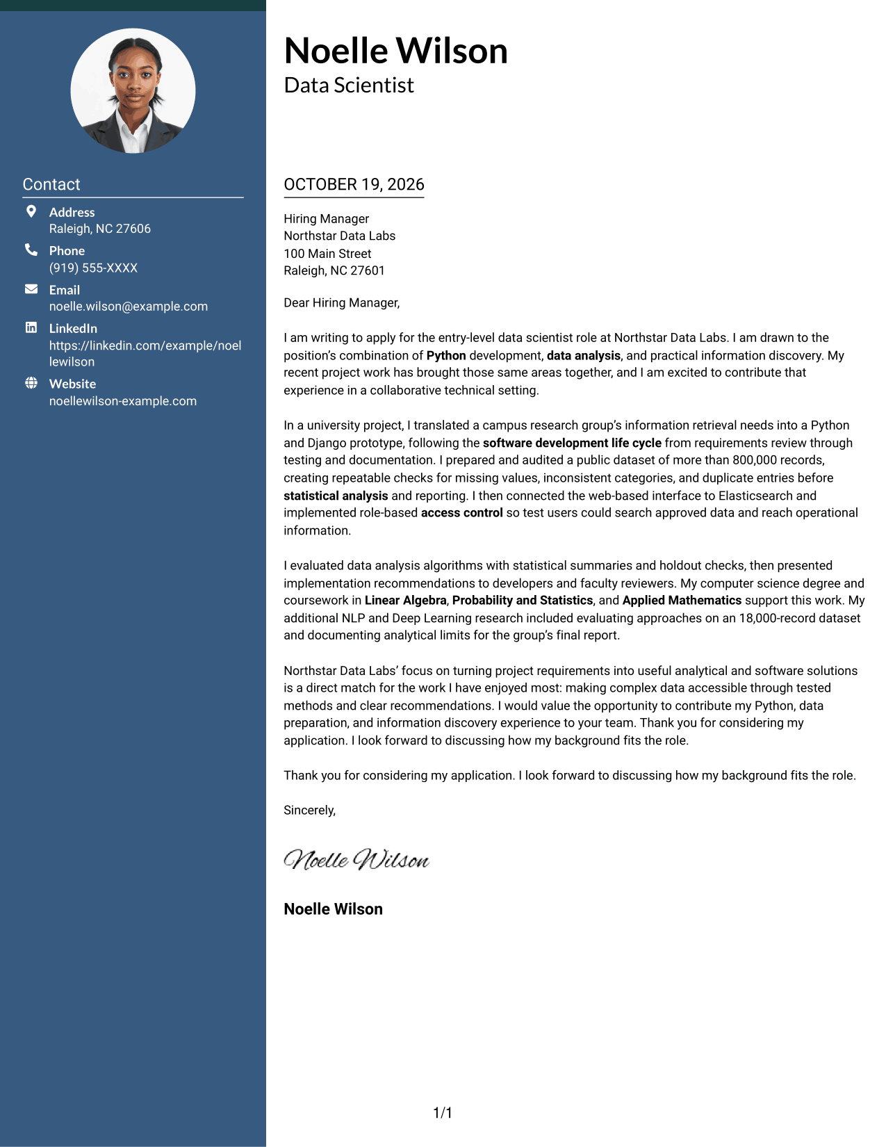 Cover letter example — page 1