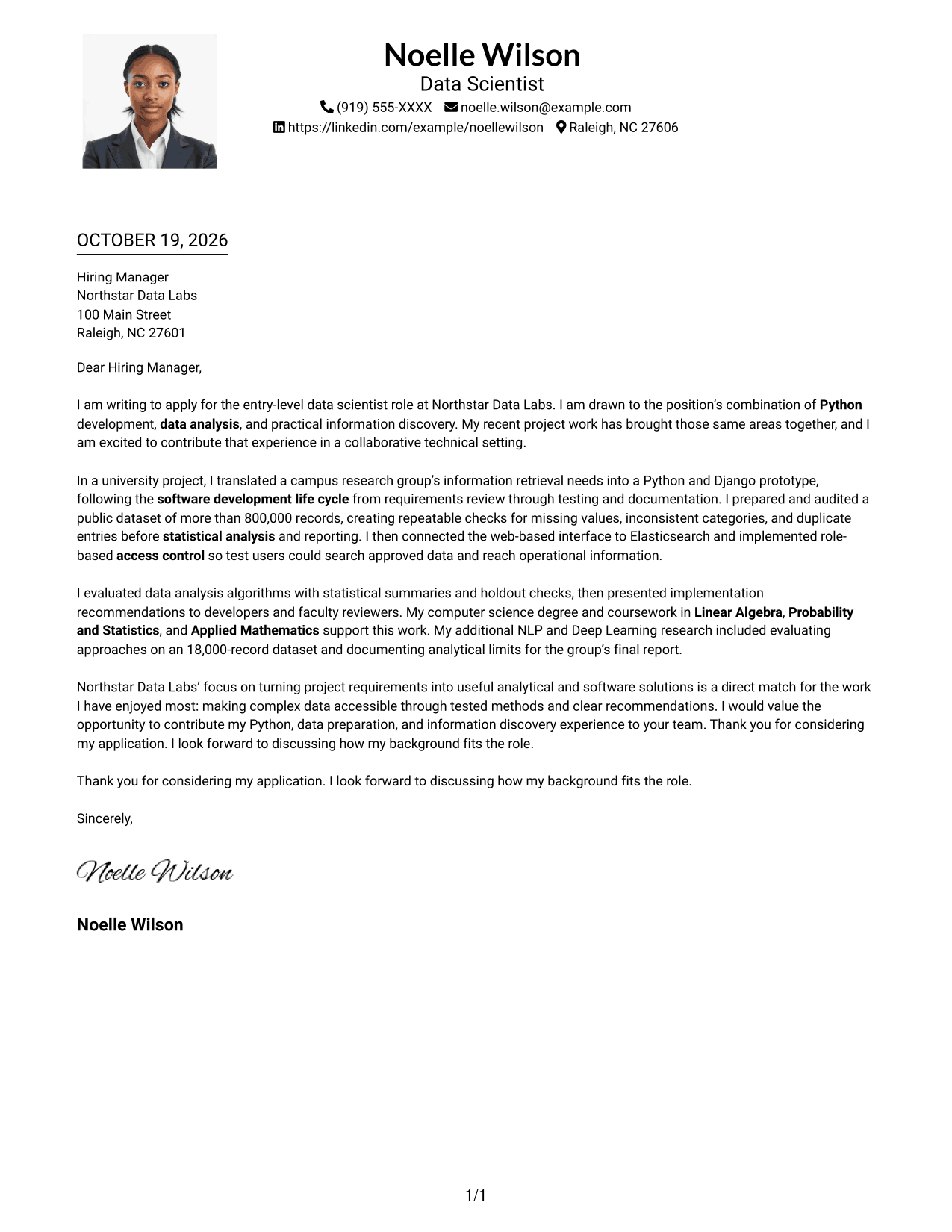 Cover letter example — page 1